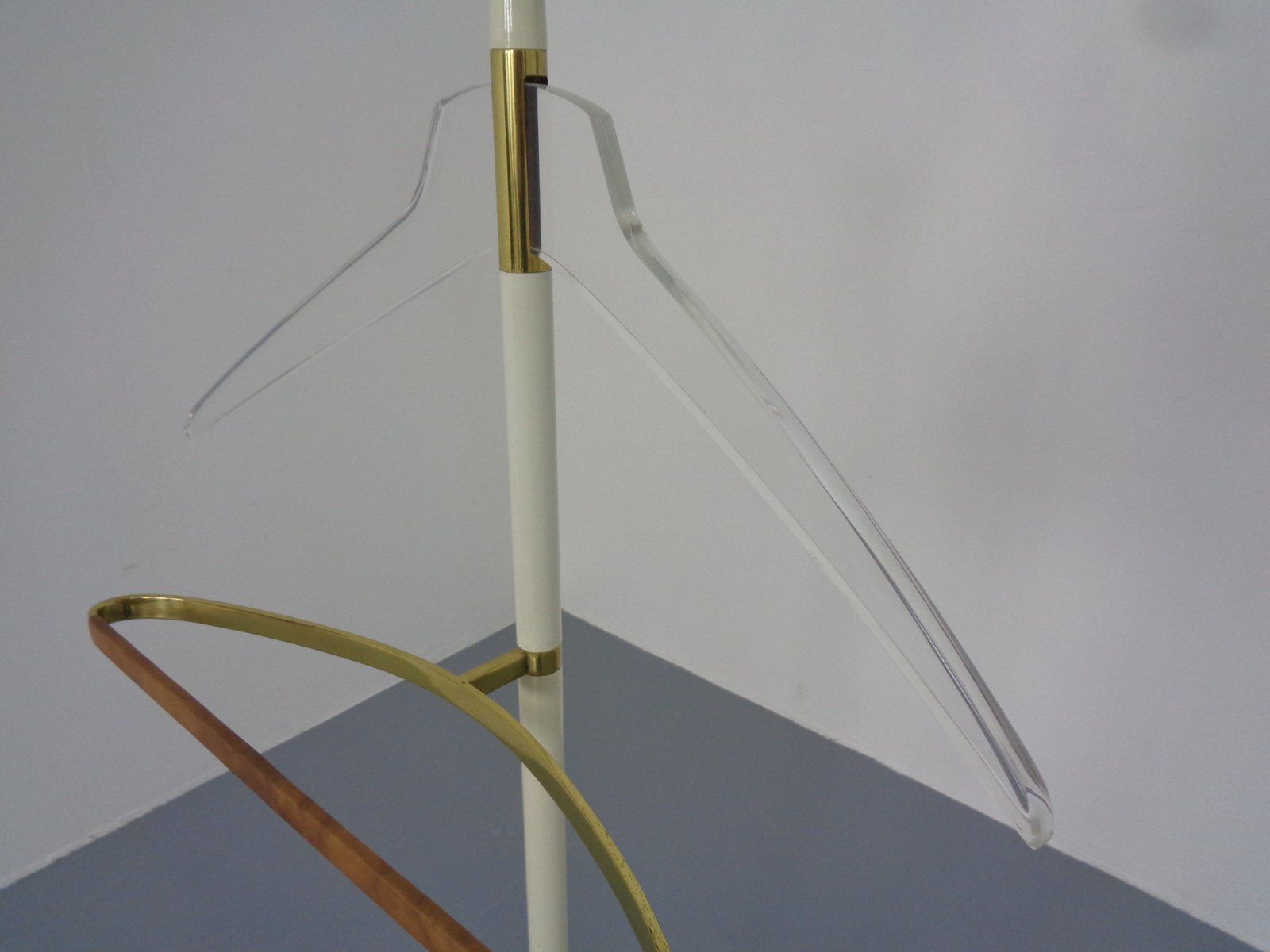photo vinterior Valet Stand In Brass & Acrylic Glass & Leather From Vereinigte Werkstätten, Germany, 1950s