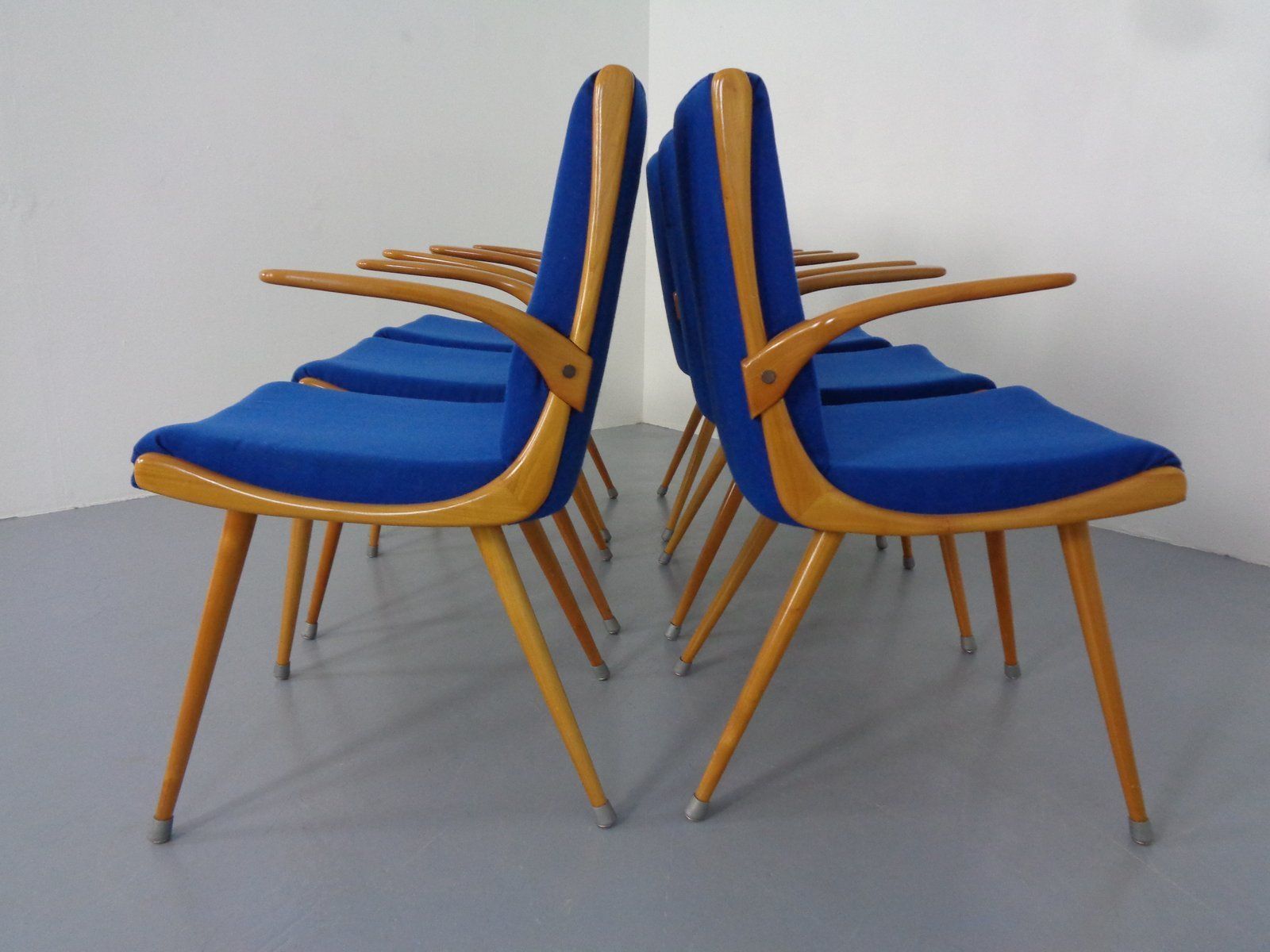 photo furniture Mid Century German Boomerang Armchairs In Cherrywood, Set Of 6
