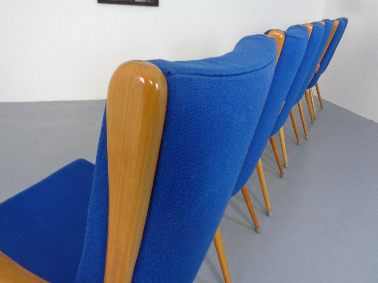 photo vinterior Mid Century German Boomerang Armchairs In Cherrywood, Set Of 6