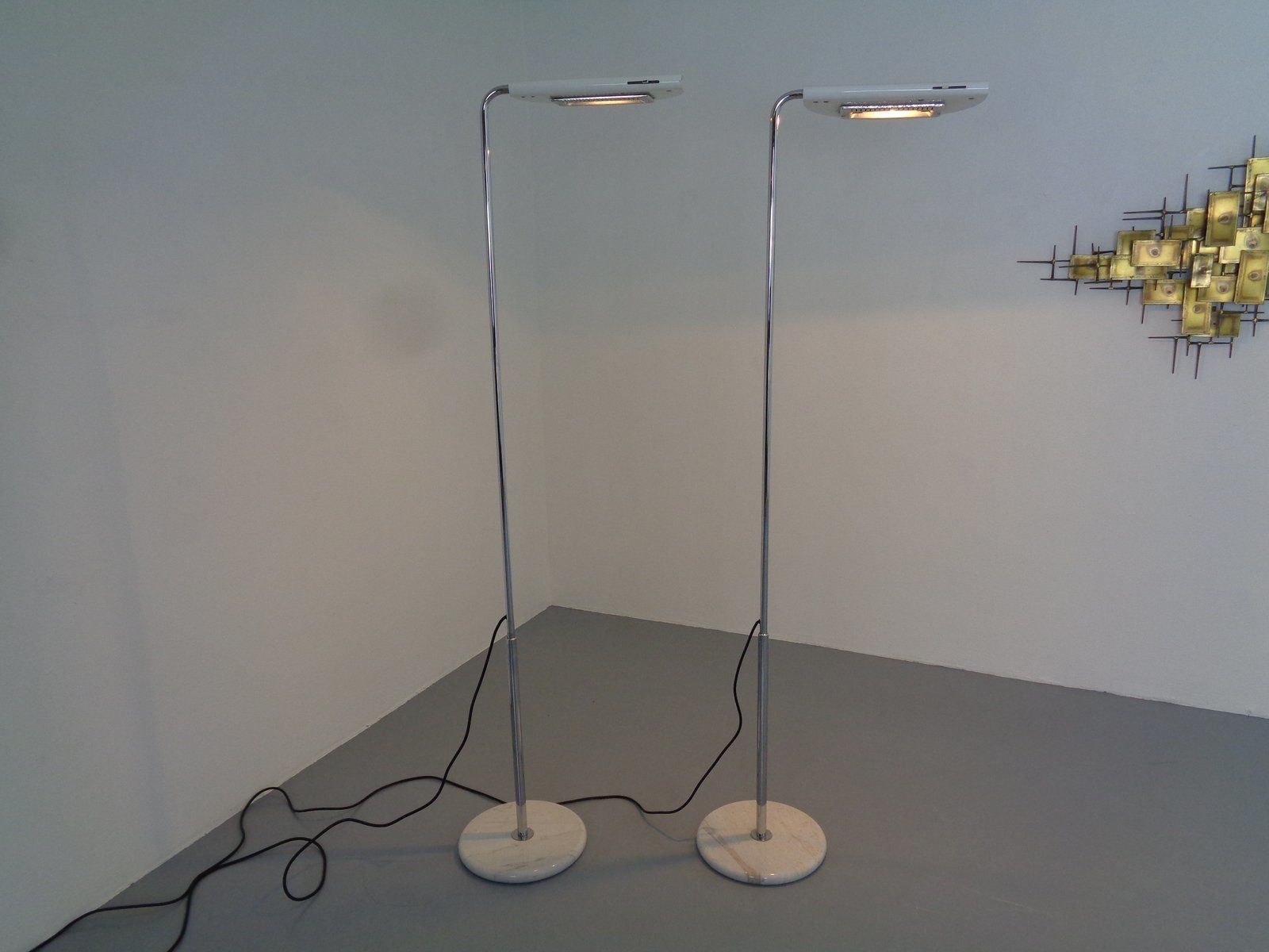 Mezzaluna Floor Lamps By Bruno Gecchelin For Skipper Pollux, 1970s, Set Of 2 photo for sale
