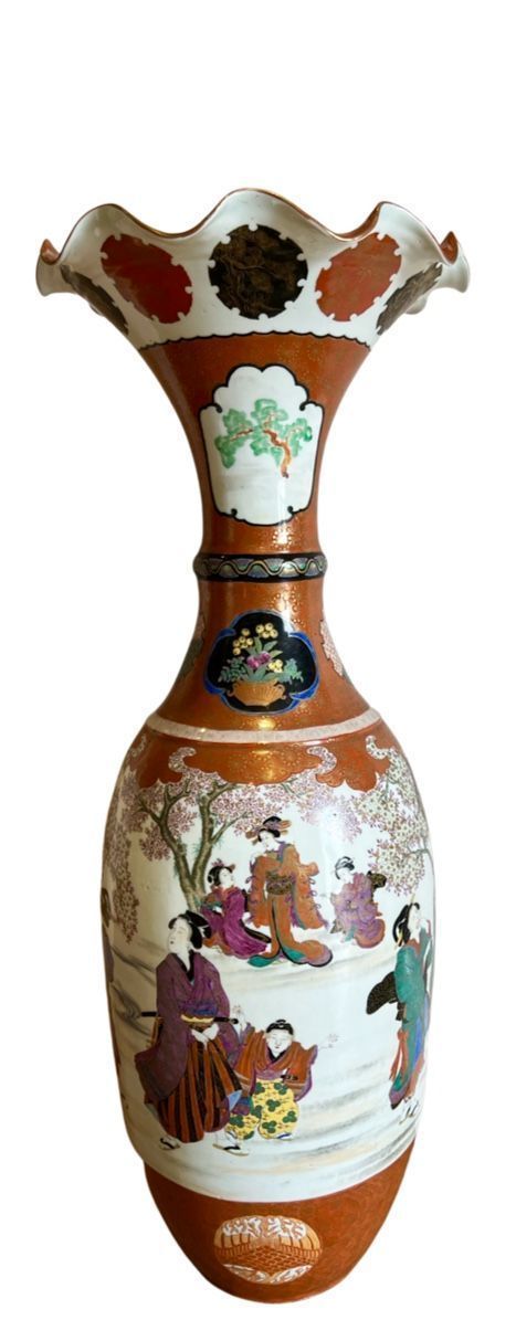 Very Large Pair (38 Inch) Japanese Floor Vases photo for sale