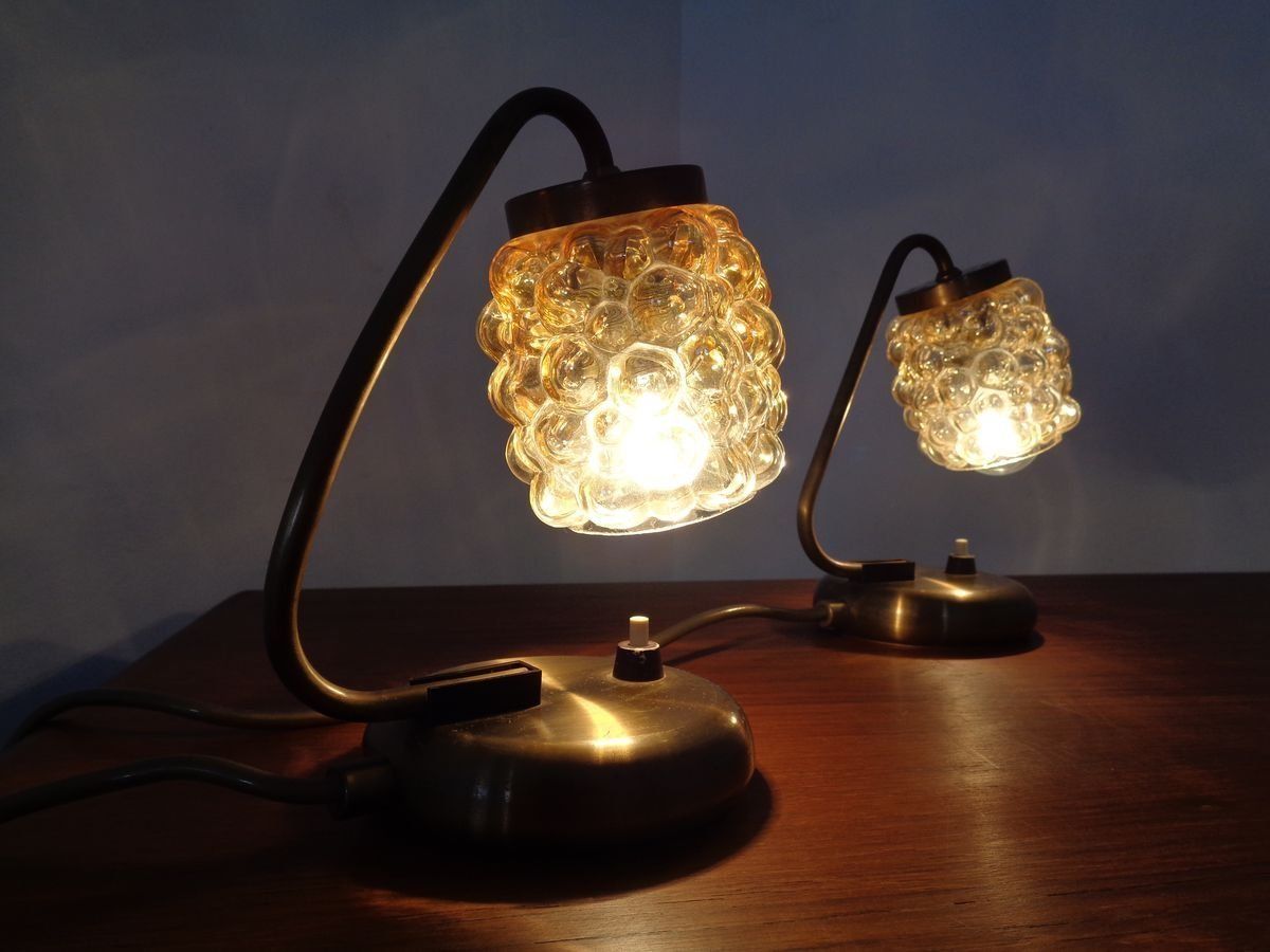 photo for sale Amber Bubble Table Lamps By Richard Essig For Saku Leuchten, 1960s, Set Of 2