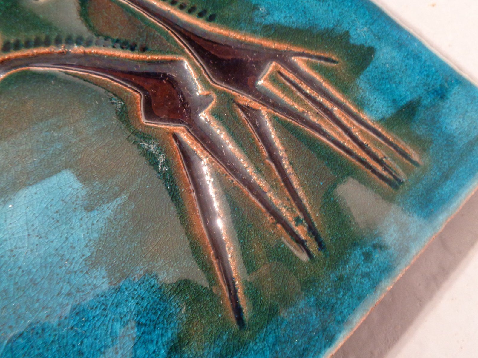 Vintage Ceramic Majolika Plate, 1970s photo Art