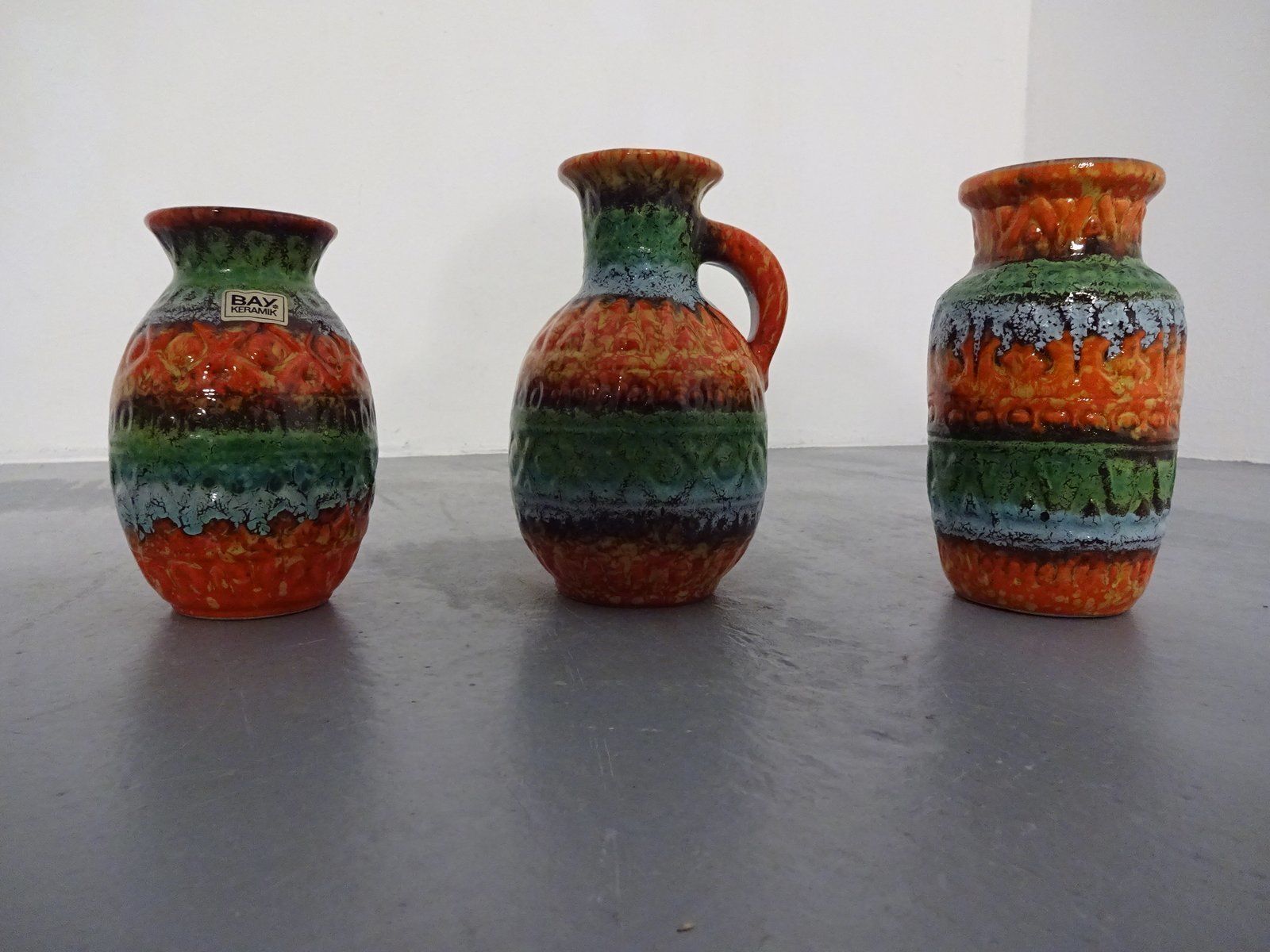 photo vintage Ceramic Vases By Bodo Mans For Bay Keramik, 1960s, Set Of 3
