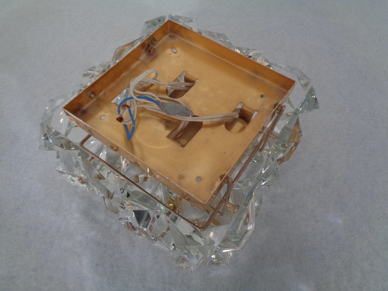 Gold Plated And Crystal Glass Flush Mount Light From Kinkeldey  1970s photo buy