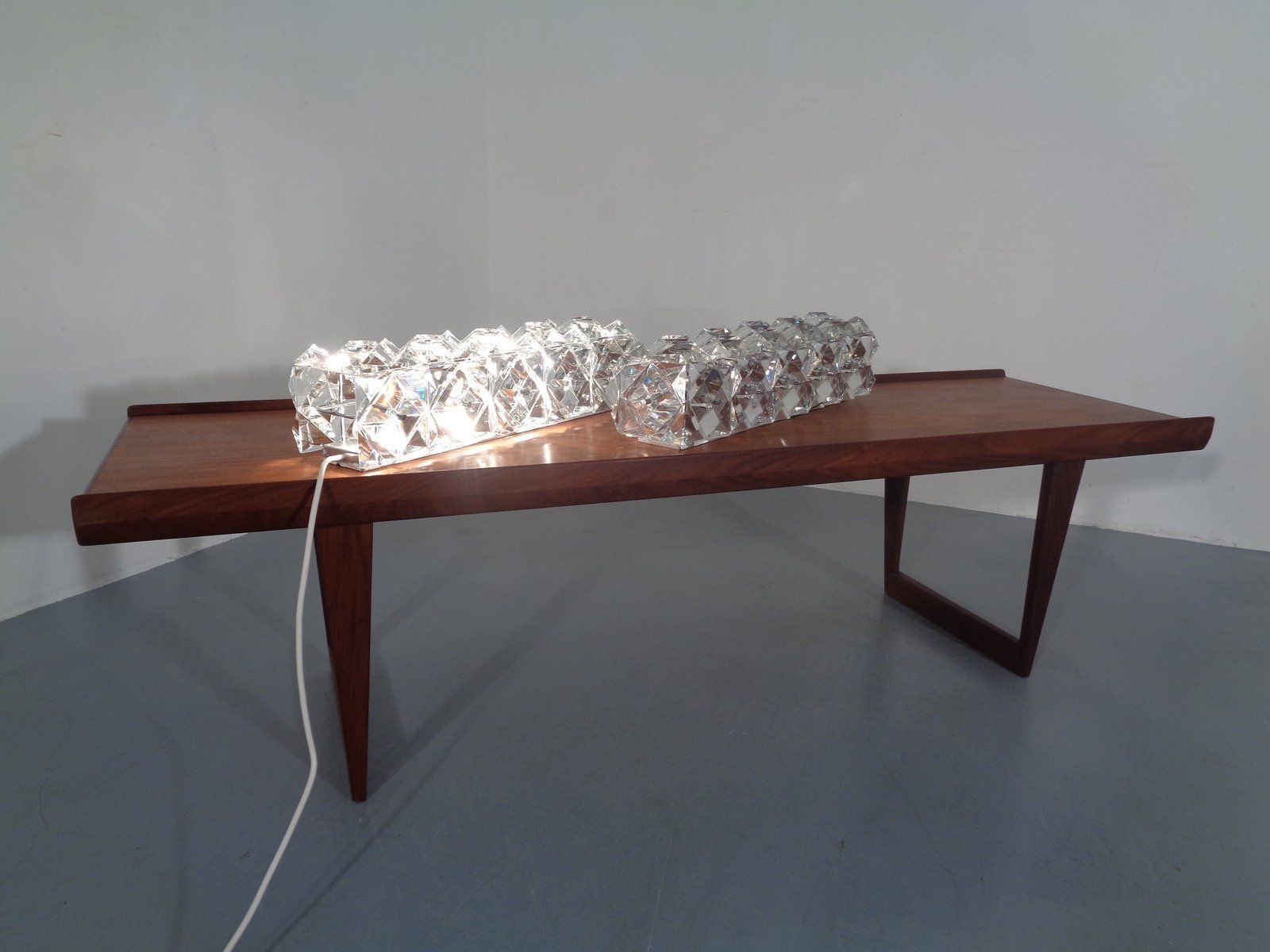 915.0 Chrome Plated And Crystal Glass Flush Mount Wall Lights From Kinkeldey 1970s Set Of 2 photo