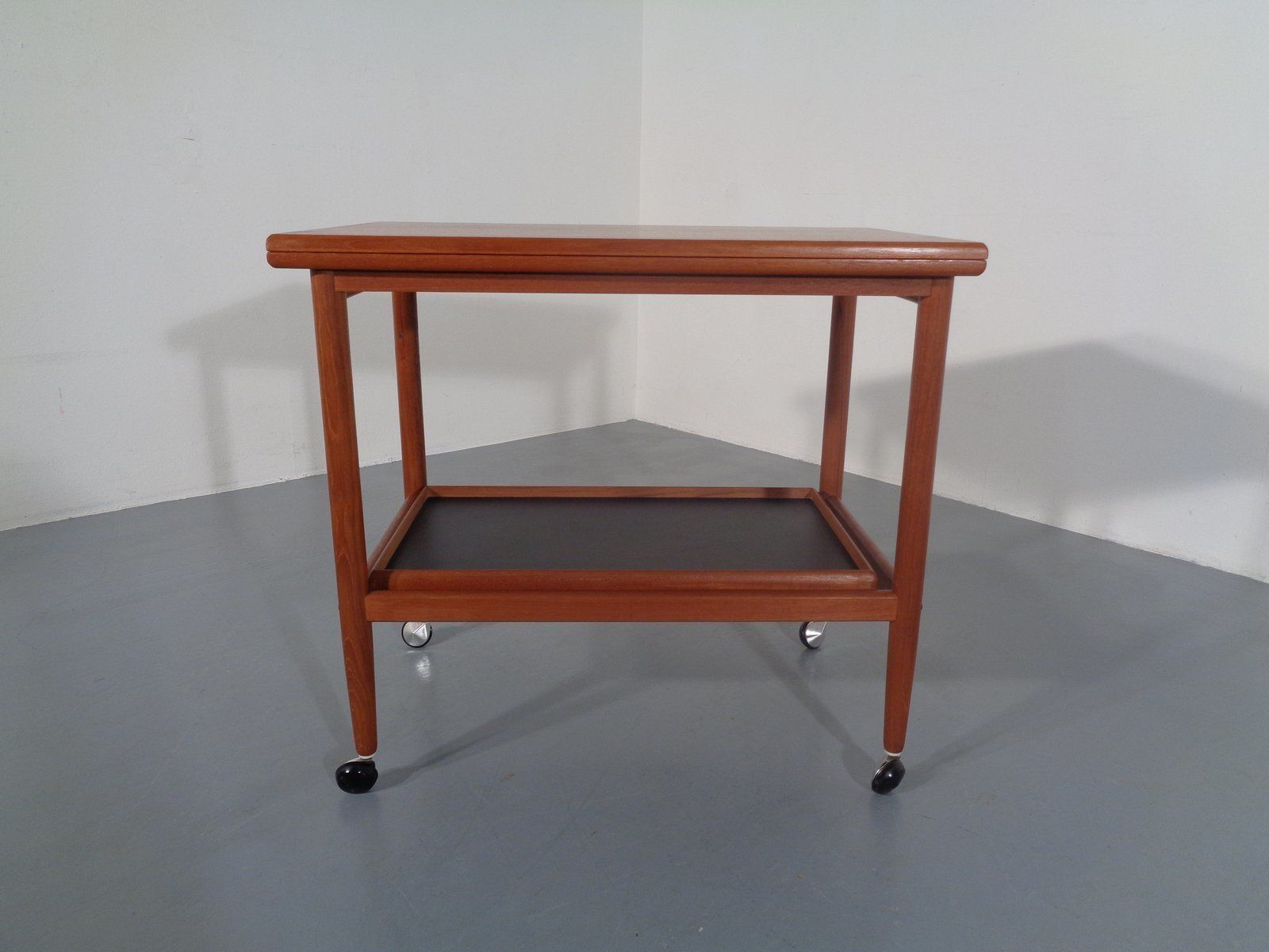 Teak Flip Flop Expandable Cart With Removable Tray By Grete Jalk 1960s
