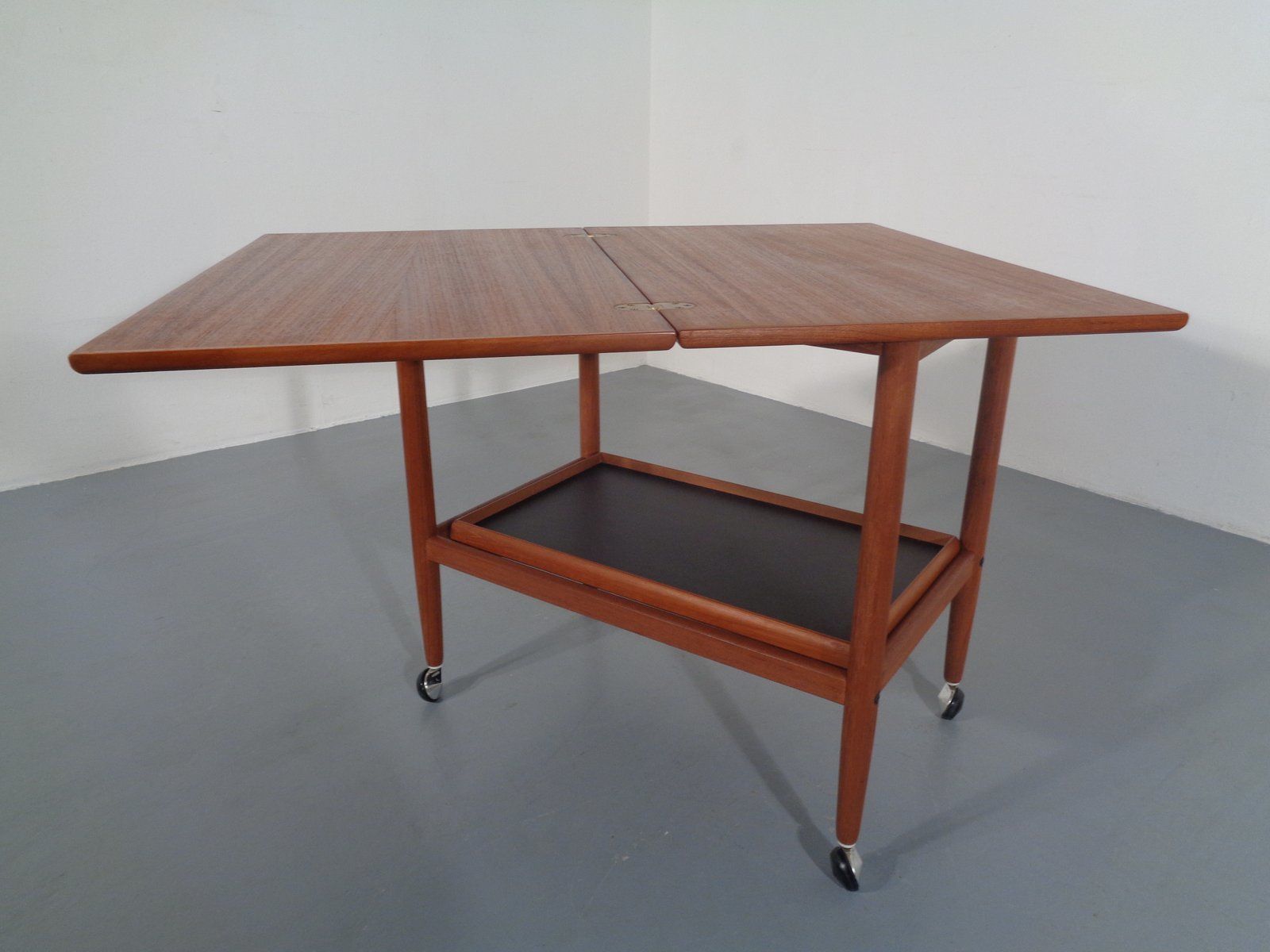 Teak Flip Flop Expandable Cart With Removable Tray By Grete Jalk 1960s photo furniture