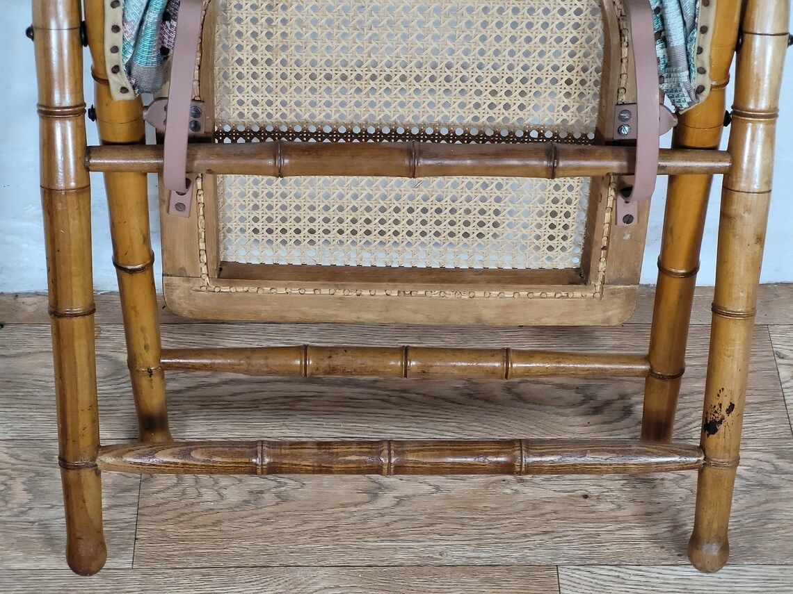 Antique Edwardian Bamboo Effect And Rattan Folding Chair photo buy