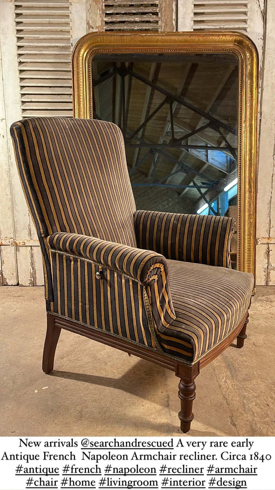 Rare Antique French Napoleon III Recliner Armchair photo for sale