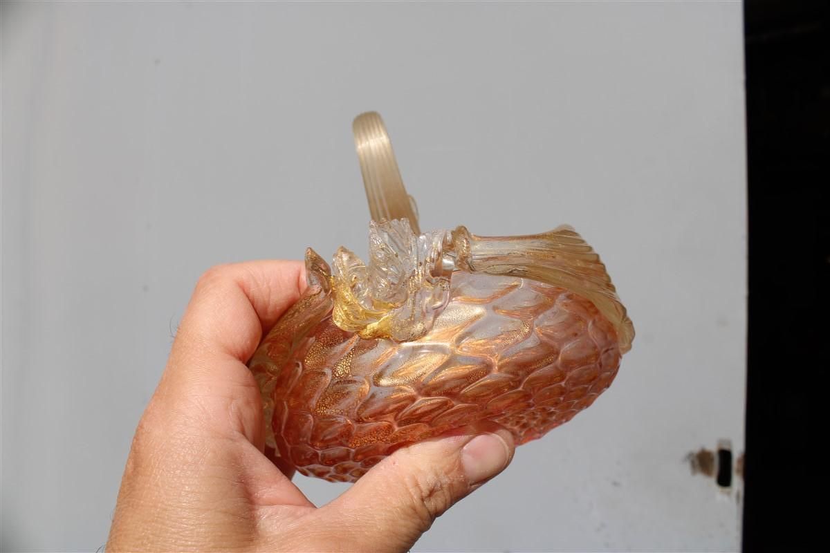 photo furniture Archimede Seguso 1940s Swan Shaped Murano Glass Bowl With Gold Dust Italian