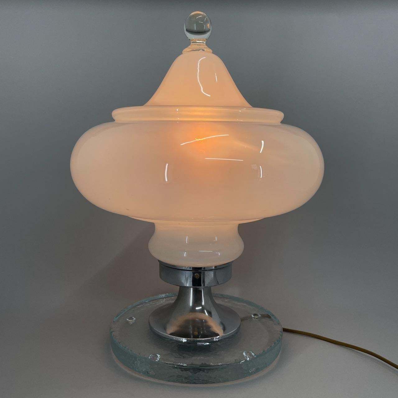 Rare Italian Murano Glass Table Lamp By Carlo Nason For Mazzega 1970's photo vinterior
