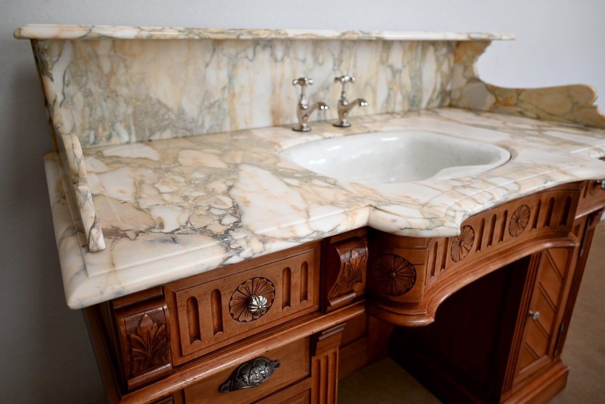 Important Vanity Unit / Washbasin In Cherry, "L'hygiène Moderne Paris"   Early 20th Century photo vinterior