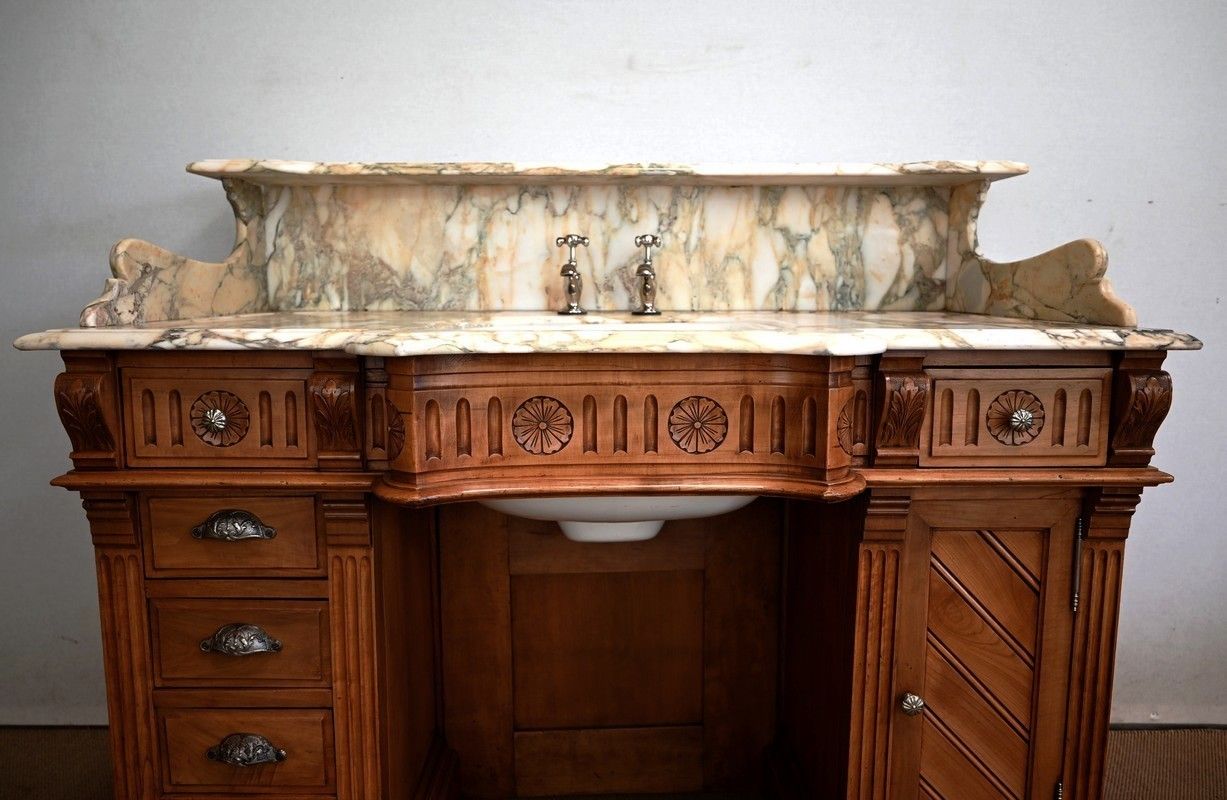 photo for sale Important Vanity Unit / Washbasin In Cherry, "L'hygiène Moderne Paris"   Early 20th Century
