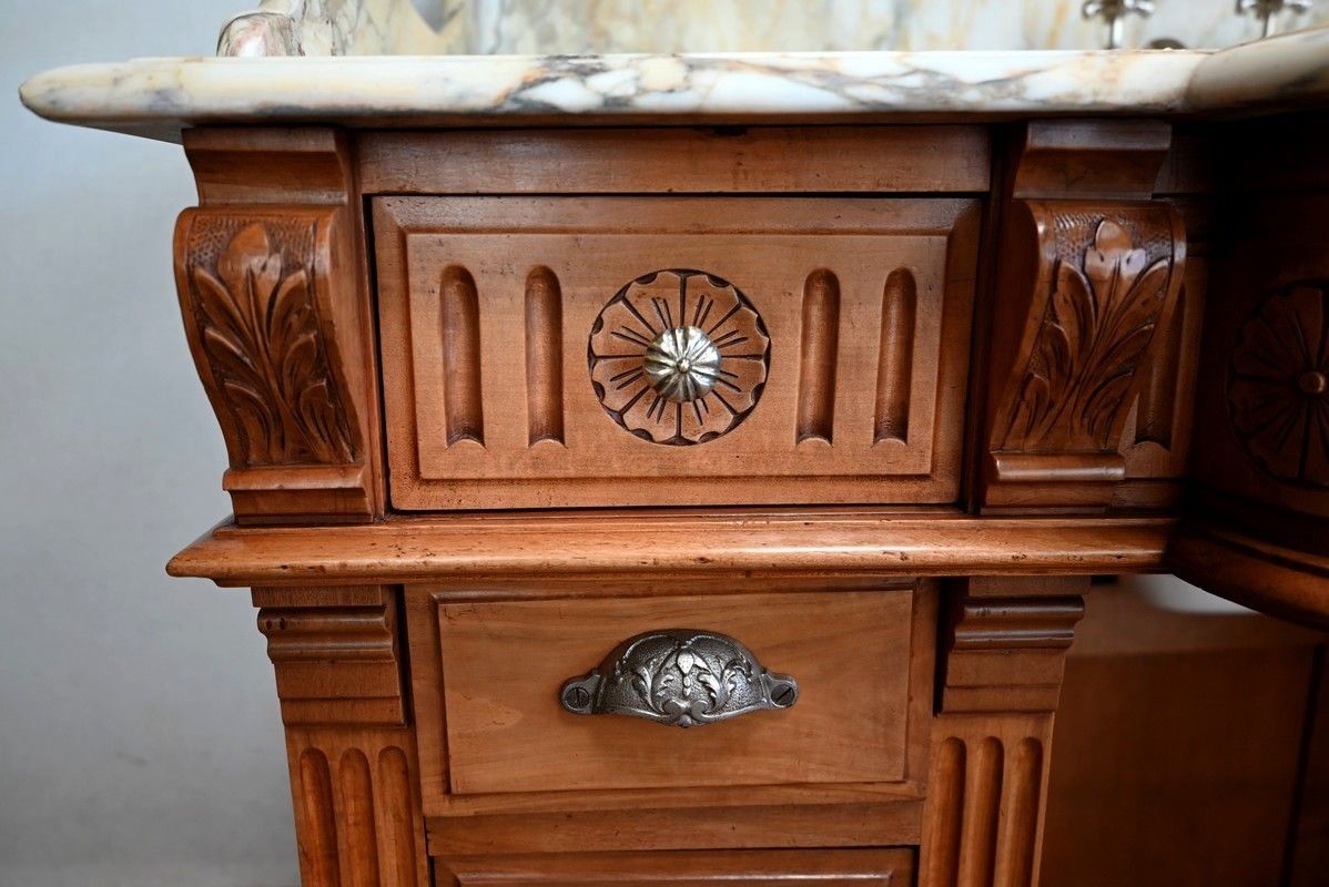 Furniture Important Vanity Unit / Washbasin In Cherry, "L'hygiène Moderne Paris"   Early 20th Century photo