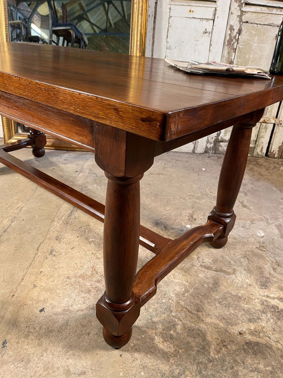 Antique French Provincial Farmhouse Oak Extending Refectory Dining Table Circa 1890 photo Furniture