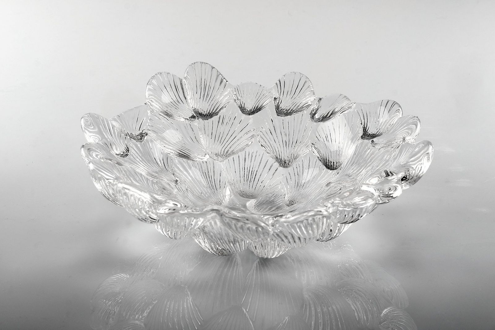 Vintage Crystal Shell Bowl By Per Lutken For Royal Copenhagen, Denmark photo for sale