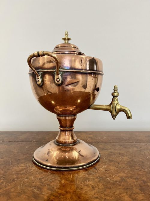 Antique Victorian Quality Copper And Brass Tea Urn photo for sale