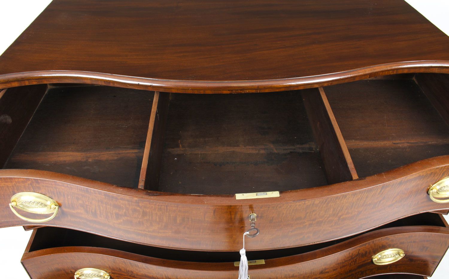 Furniture Antique George III Serpentine Flame Mahogany Chest Drawers  18th Century photo