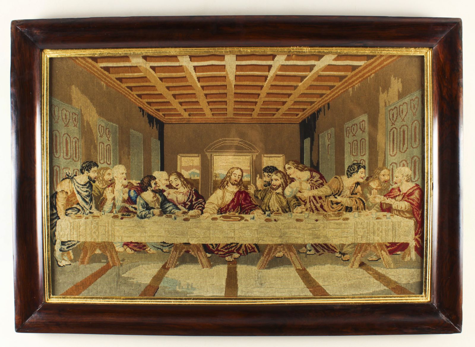 Antique Flanders Tapestry Of The Last Supper 19th C