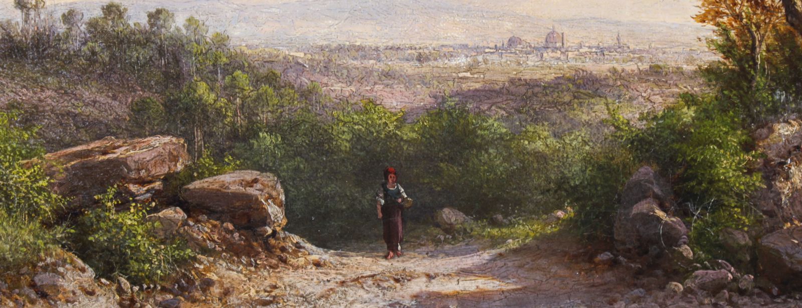 Antique Italian Landscape Oil Painting Guido Agostini 19thc photo vinterior