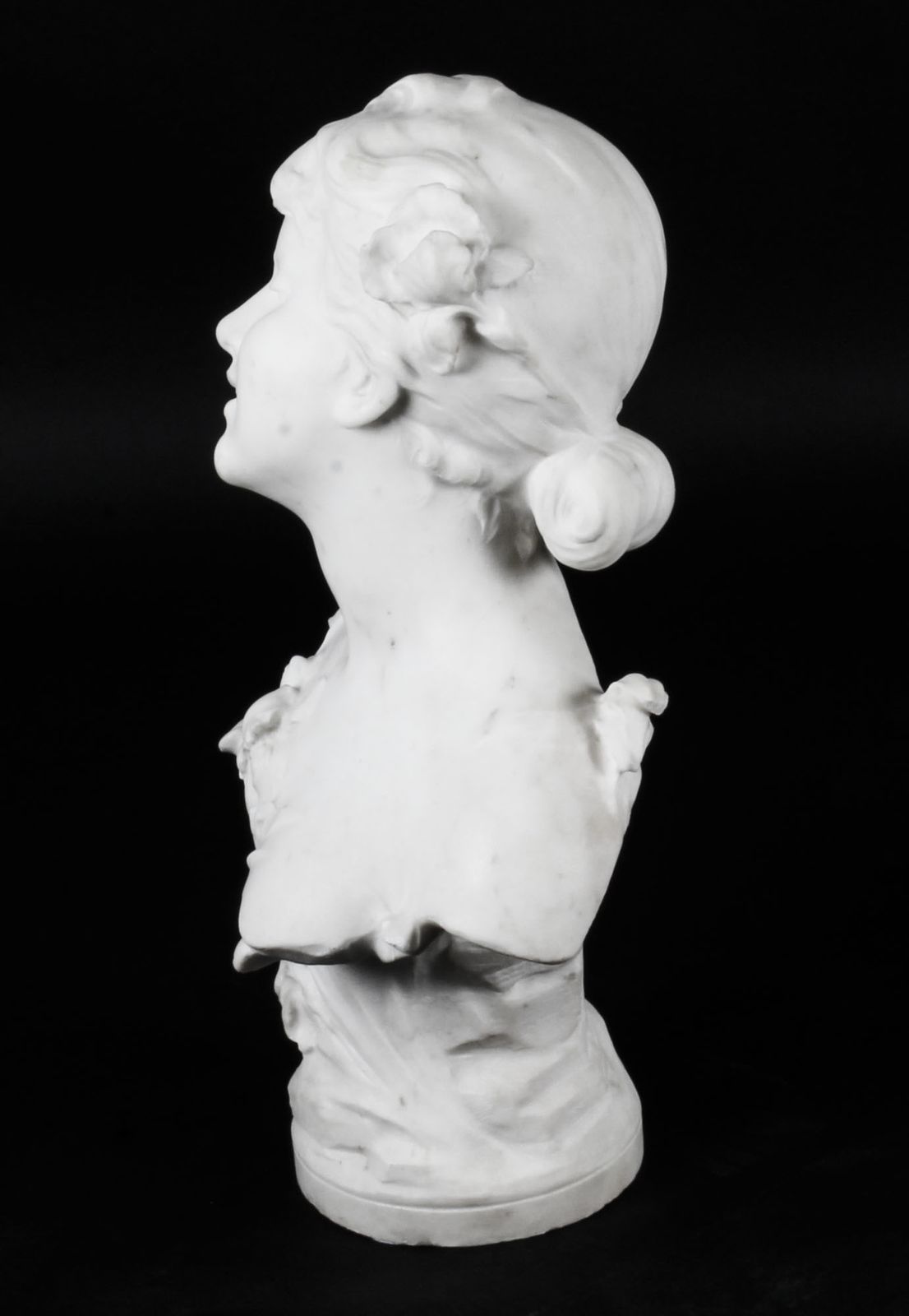 Antique Carrara Marble Portrait Bust By Auguste Moreau Circa 1890 photo for sale