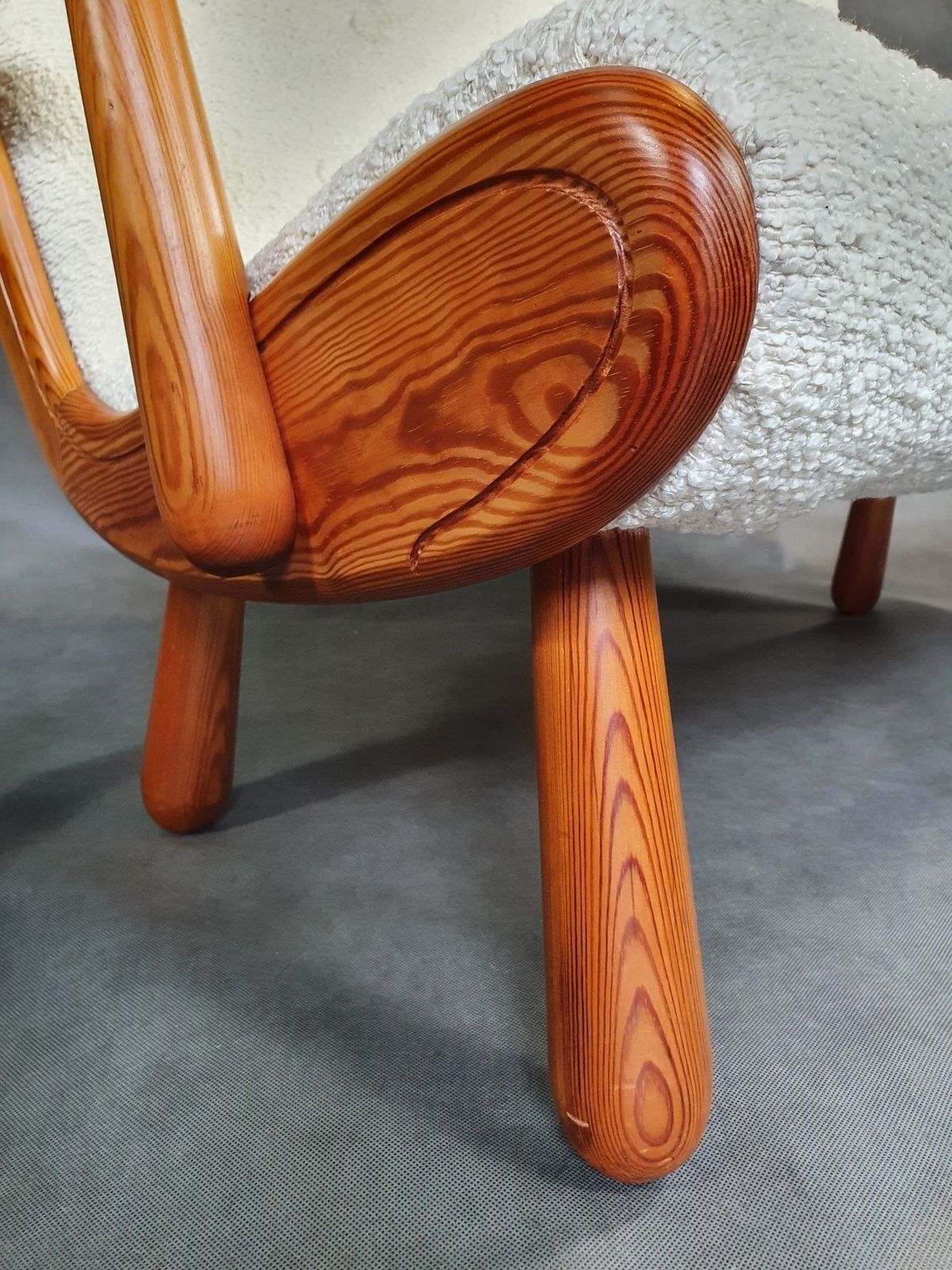 2990.0 Two Seater Sofa In Bouclé Fabric And Oak, Attributed To Philip Arctander, Scandinavian Mid Century 1950s photo