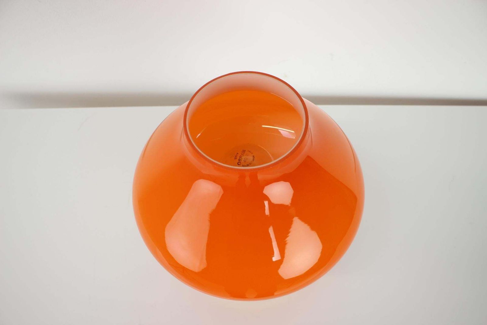 All Glass Orange Table Lamp By Valasske Mezirici, 1970s