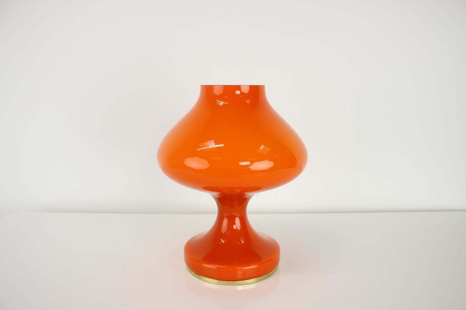 All Glass Orange Table Lamp By Valasske Mezirici, 1970s photo furniture
