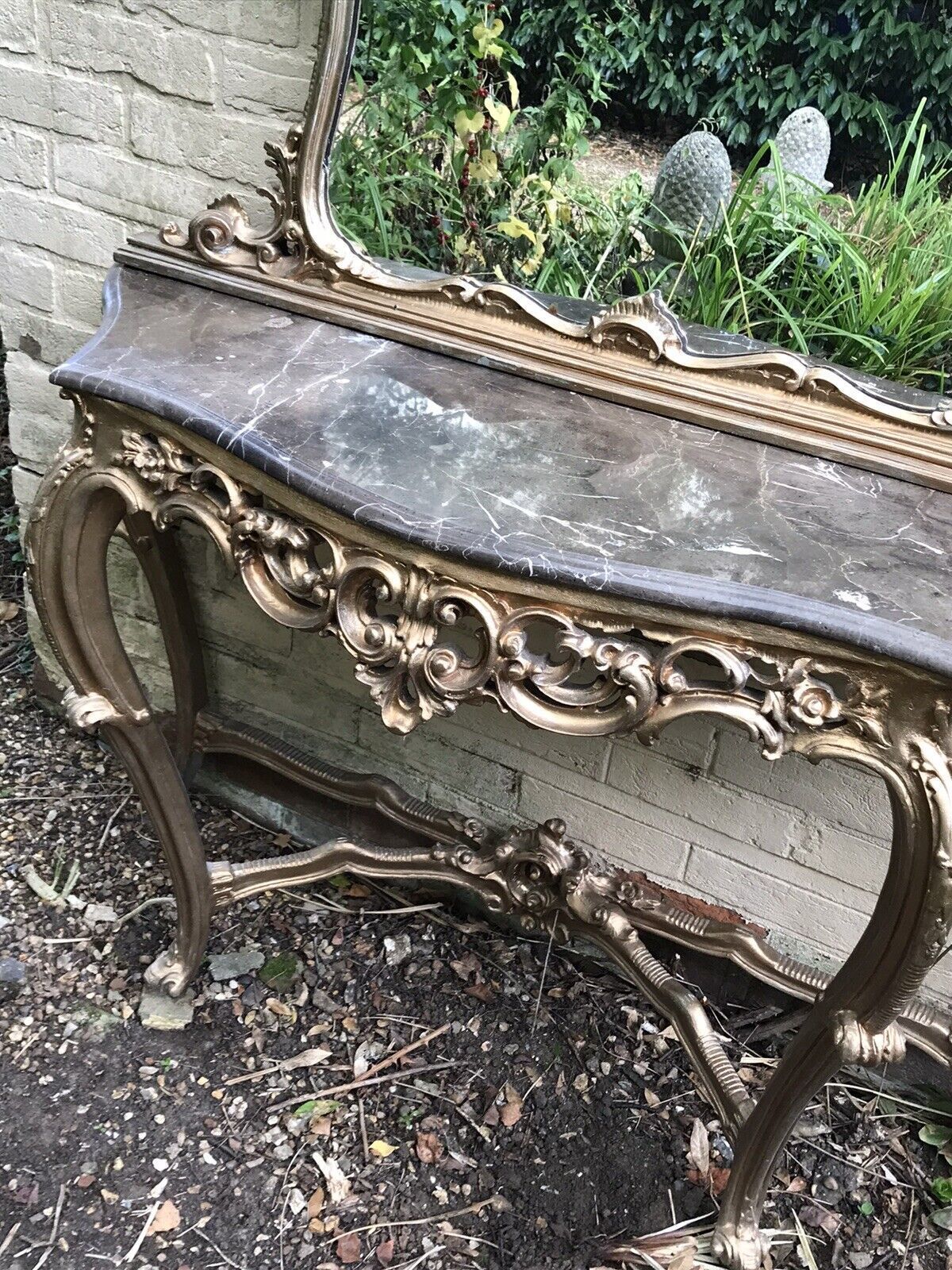 Vintage Carved Rococo French Style Gold Mirror & Console Hall Dressing Table photo 1995.0