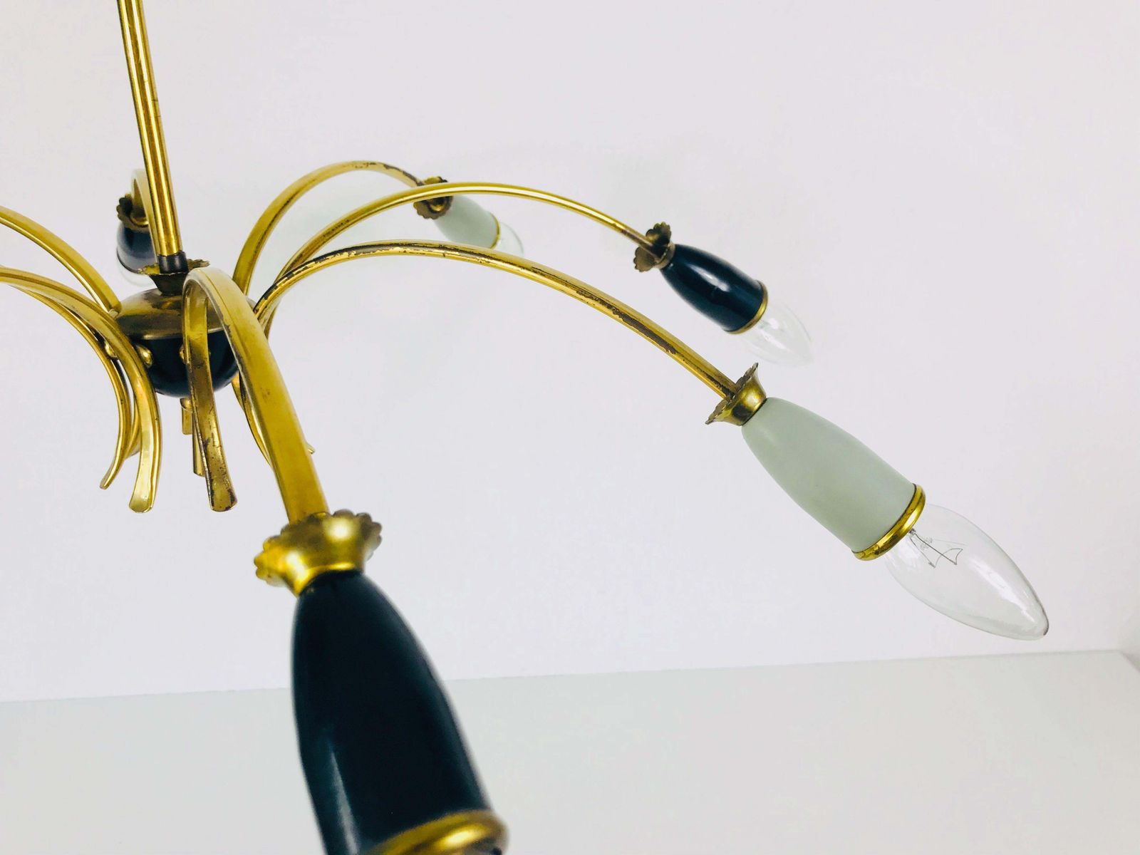 photo for sale Large Midcentury Brass 8 Arm Sputnik Chandelier, 1950s