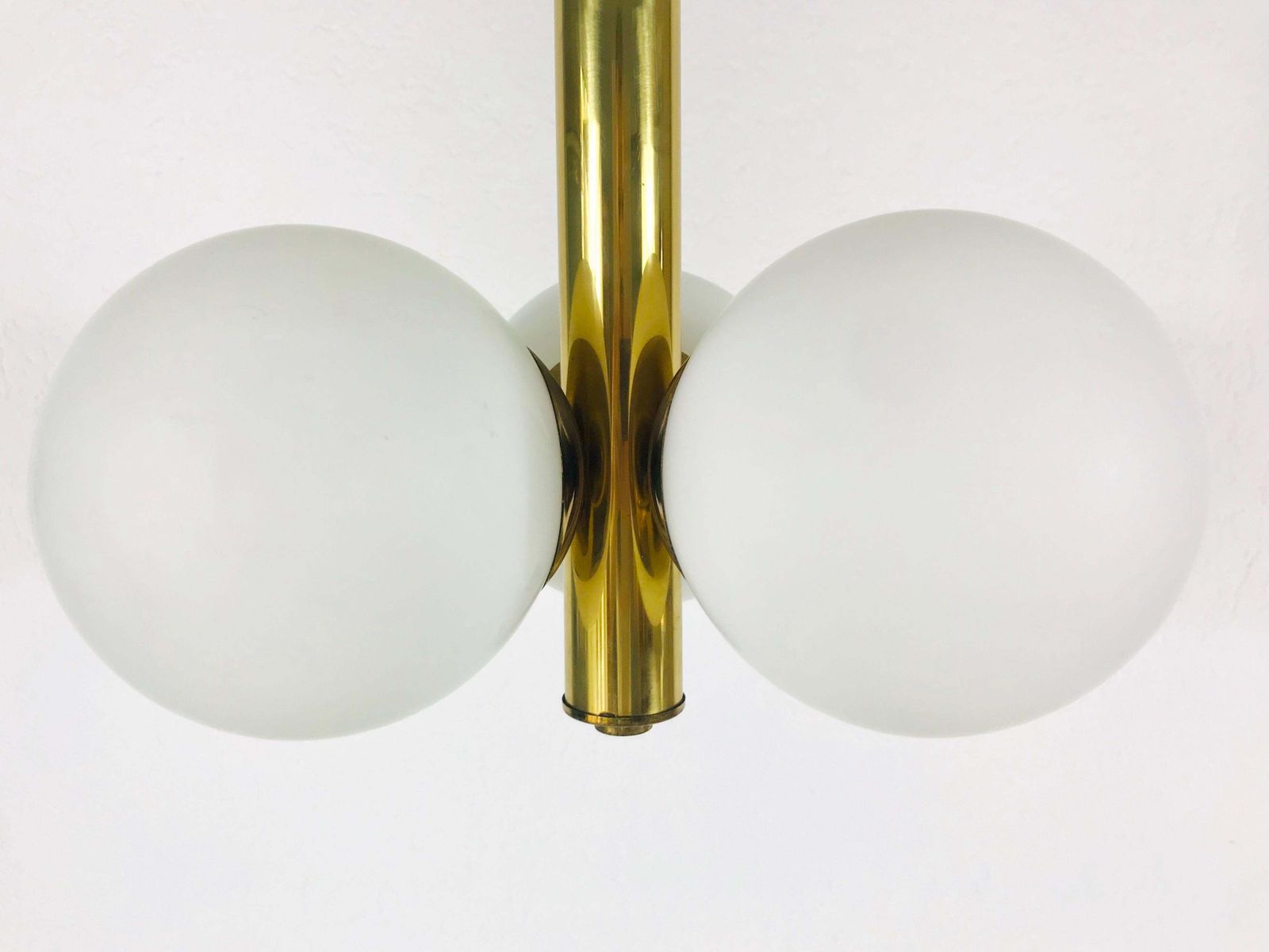 Mid Century Modern Golden Kaiser 3 Arm Space Age Chandelier 1960s Germany photo for sale