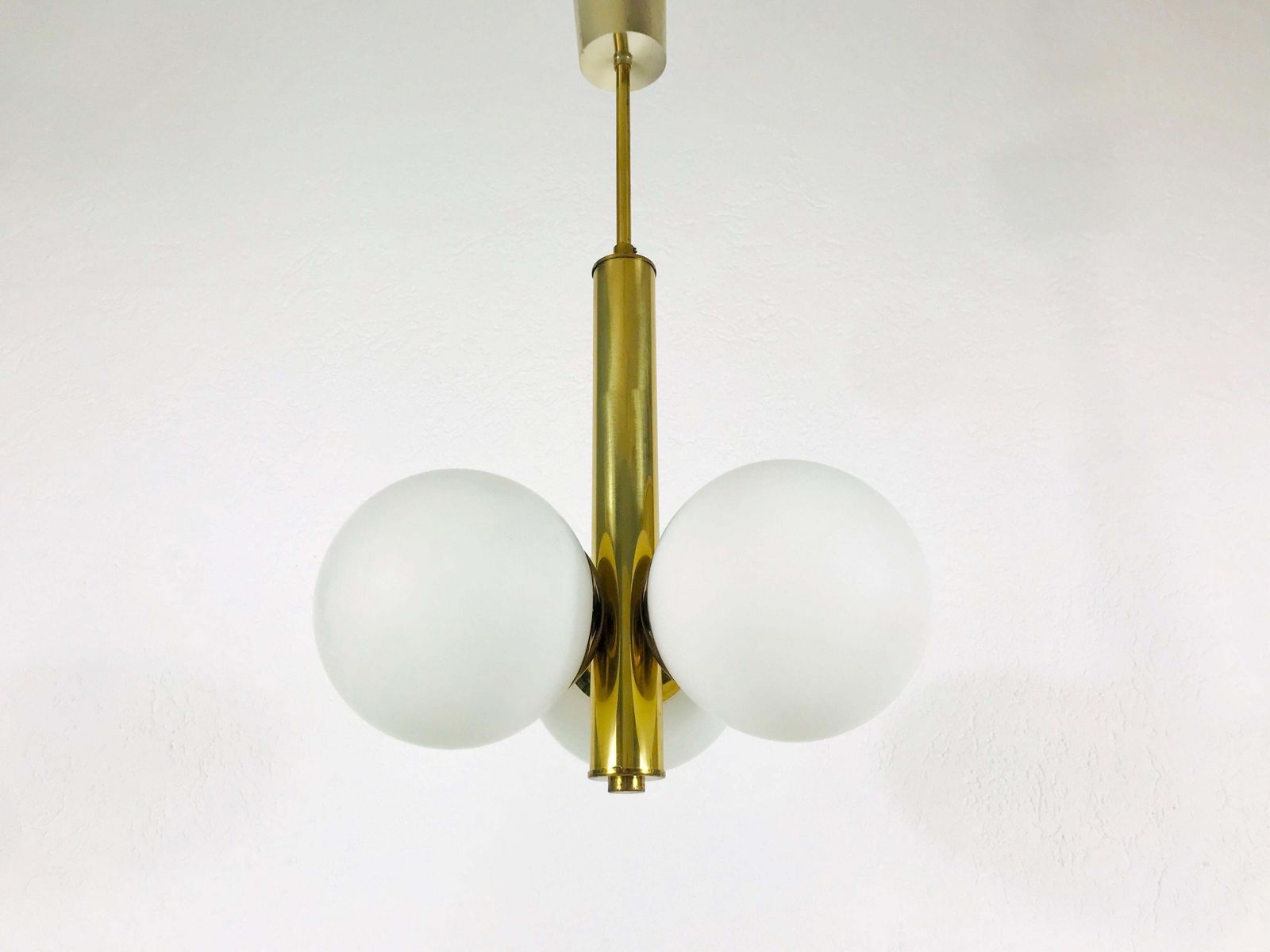 Mid Century Modern Golden Kaiser 3 Arm Space Age Chandelier 1960s Germany photo Lighting