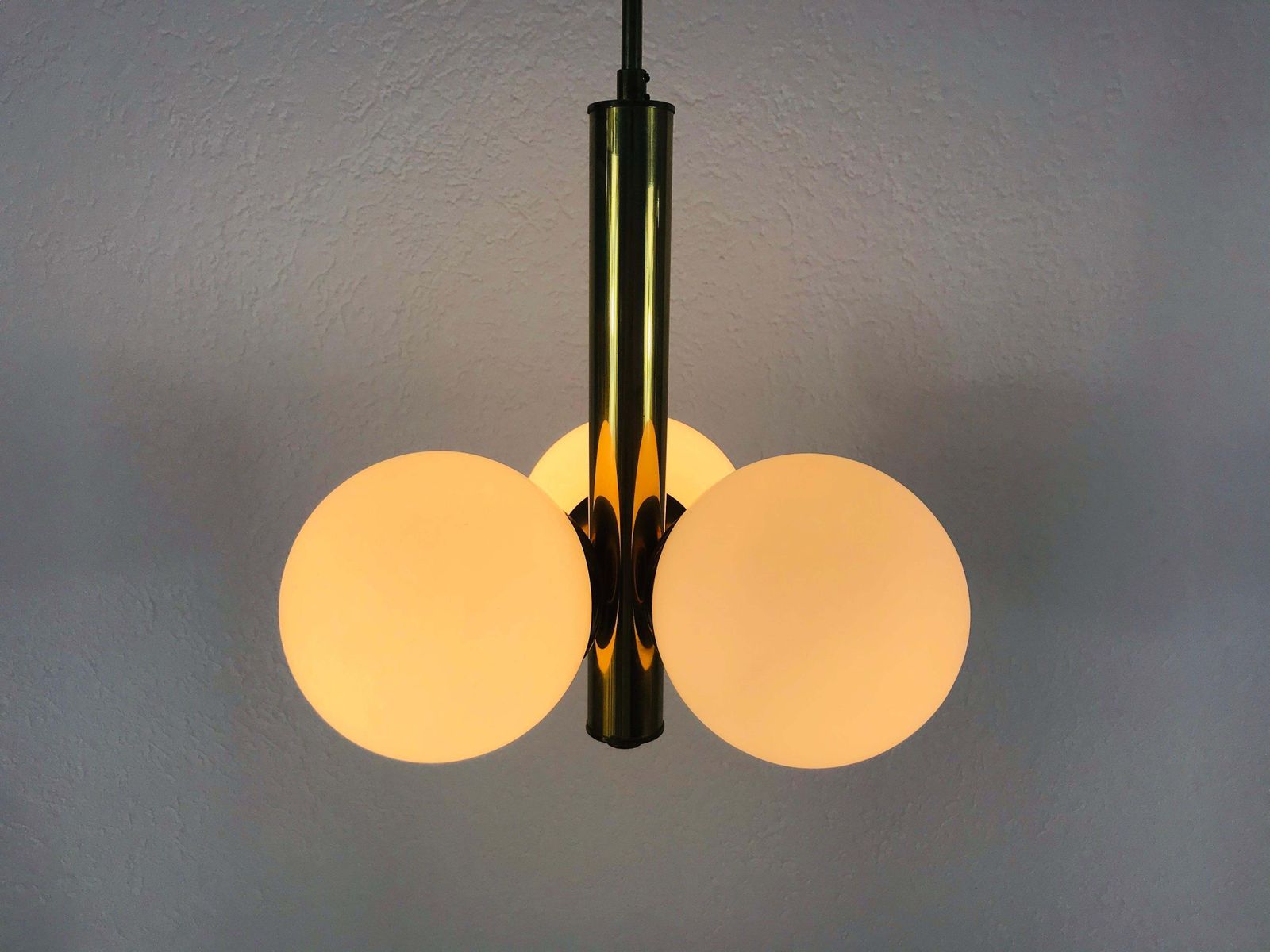 Mid Century Modern Golden Kaiser 3 Arm Space Age Chandelier 1960s Germany photo buy