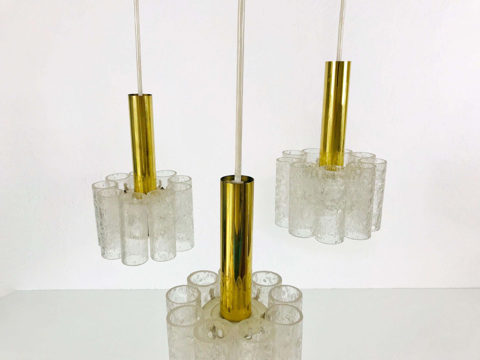 photo furniture Doria Midcentury Crystal Ice Glass Cascade Pendant Lamp, Germany, 1960s