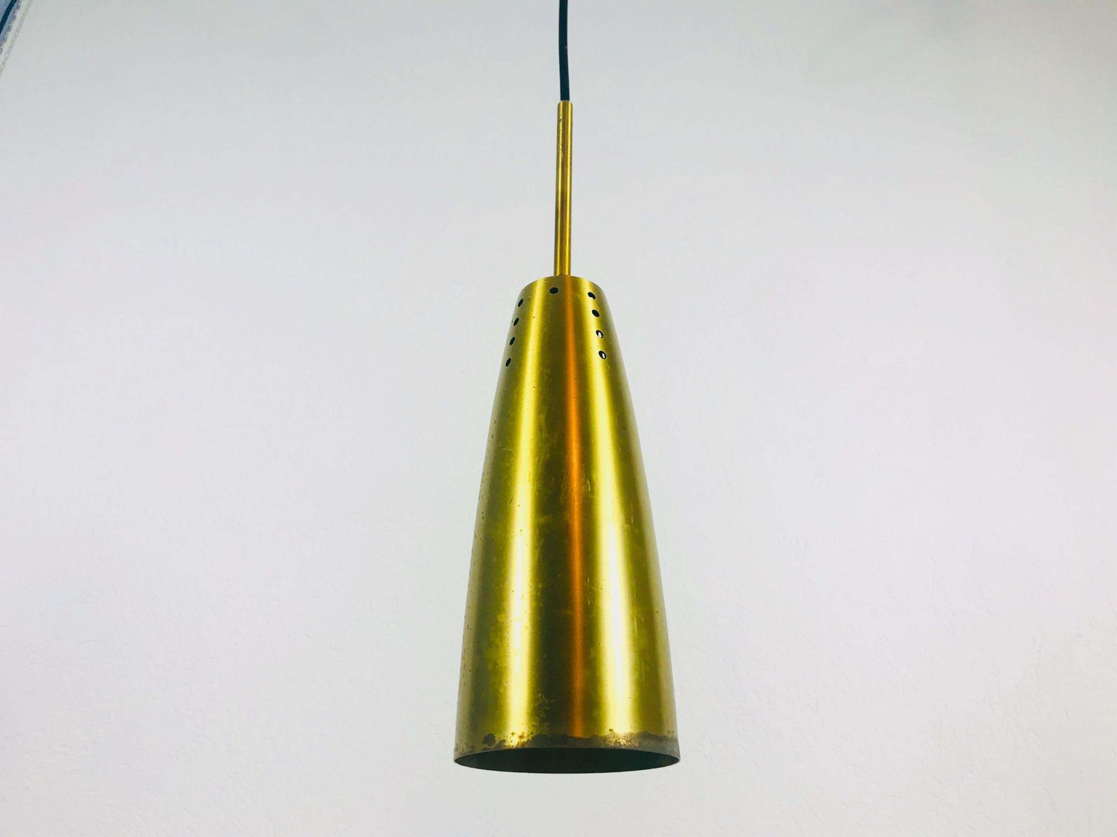 Pair Of Full Brass Mid Century Modern Pendant Lamps, 1950s, Germany photo Lighting