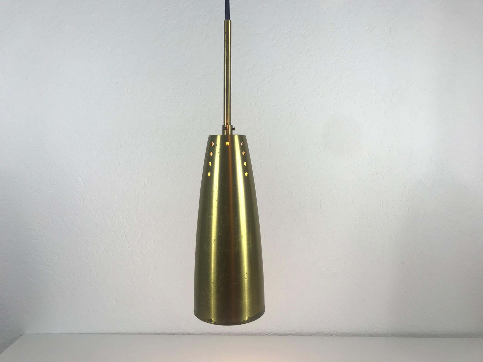 photo for sale Pair Of Full Brass Mid Century Modern Pendant Lamps, 1950s, Germany