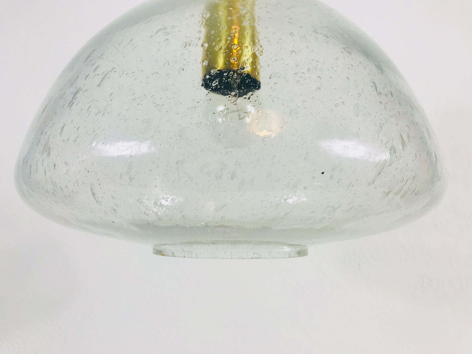 Rare Doria Midcentury Brass And Ice Glass Pendant Lamp, 1960s photo buy