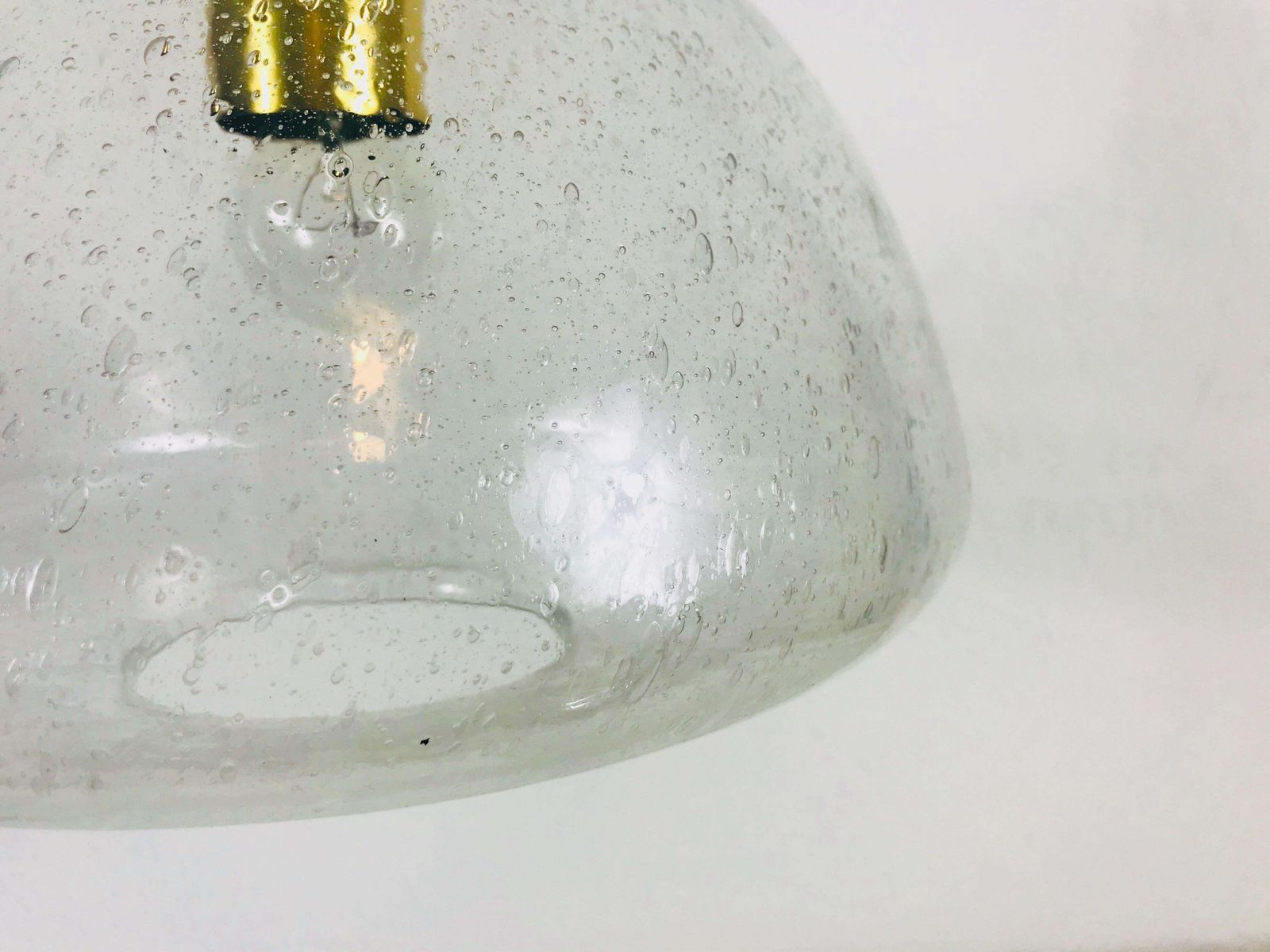 Rare Doria Midcentury Brass And Ice Glass Pendant Lamp, 1960s photo vintage