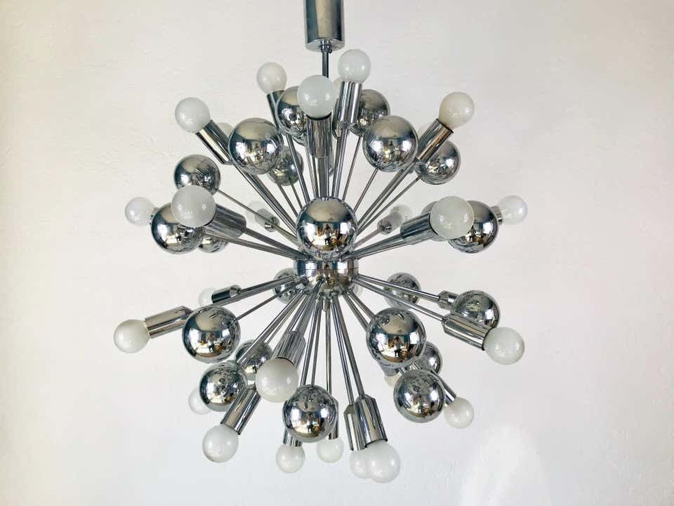 Rare Large Space Age Chrome Chandelier By Cosack Leuchten, 1970s, Germany photo furniture