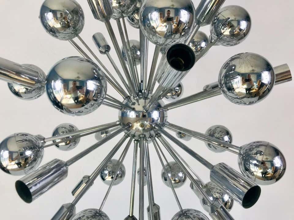 Rare Large Space Age Chrome Chandelier By Cosack Leuchten, 1970s, Germany photo vintage