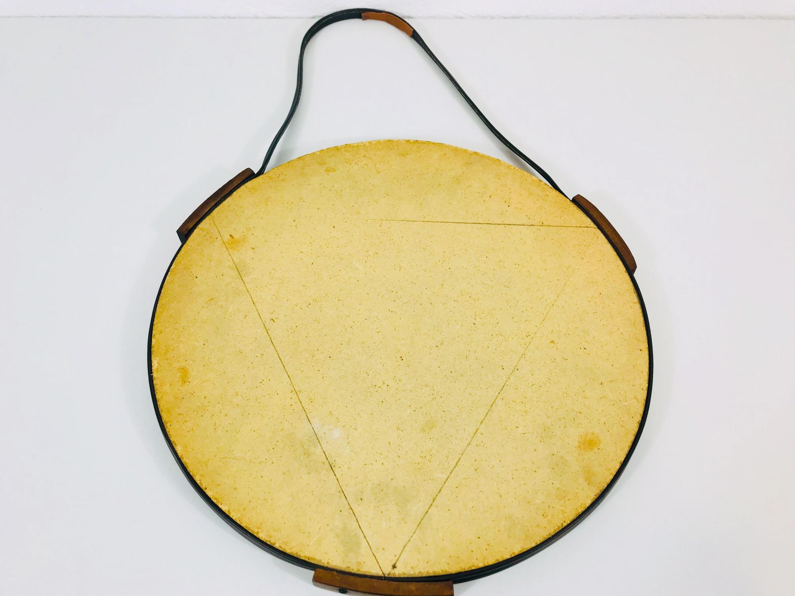 photo furniture Italian Round Wooden Hanging Wall Mirror, 1960s, Italy