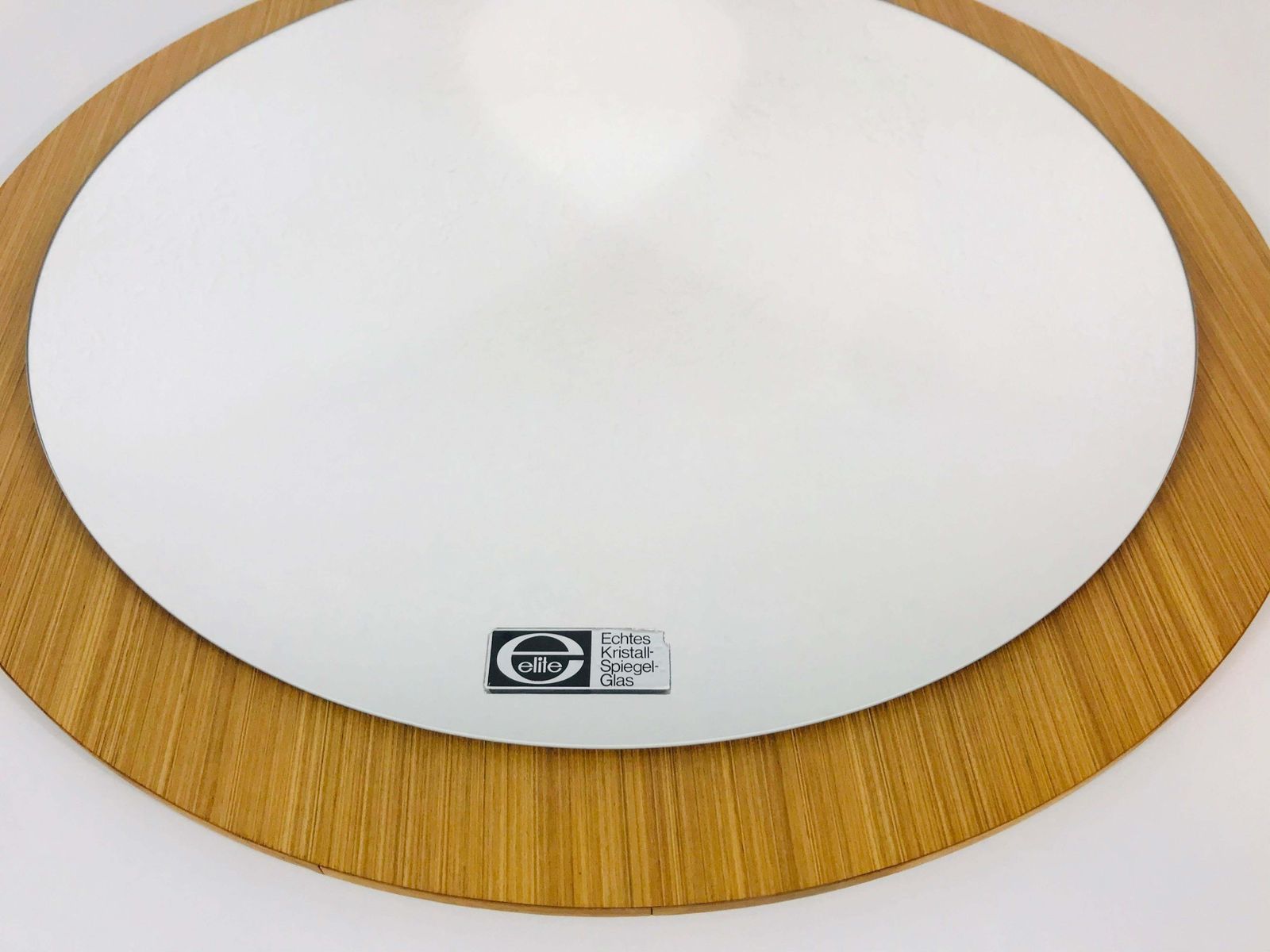 Midcentury German Round Wooden Mirror, Germany, 1960s photo for sale