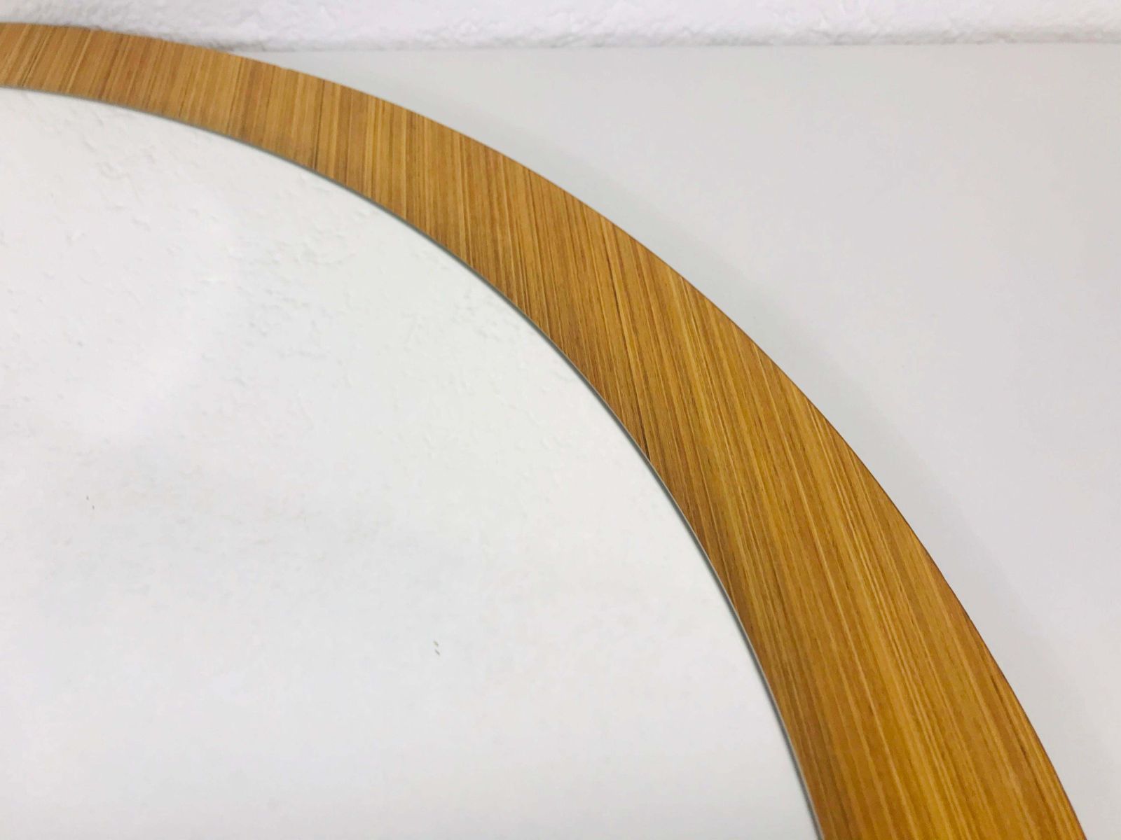 Midcentury German Round Wooden Mirror, Germany, 1960s photo vintage