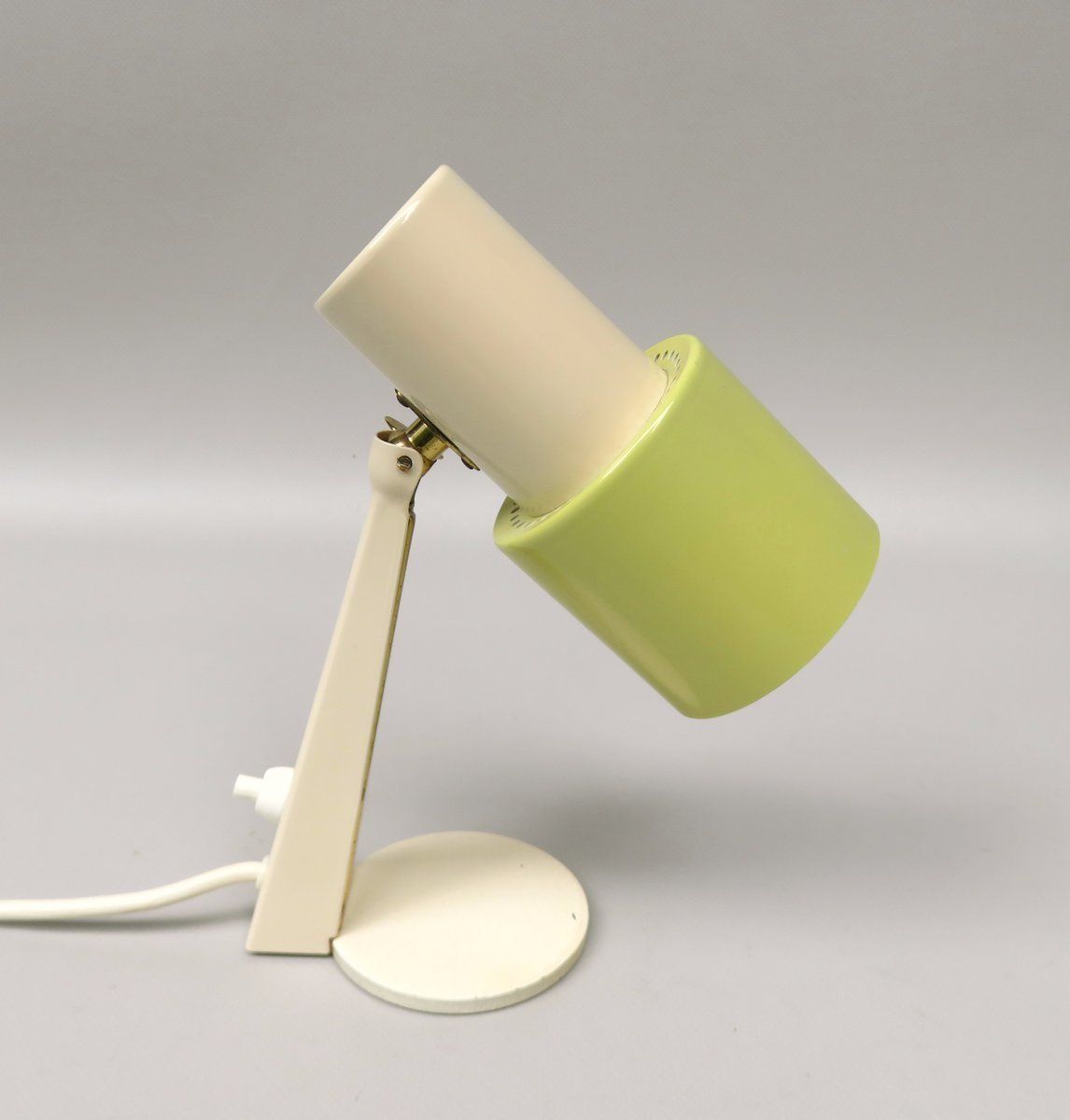 1897.2 Small Table Lights In Beige And Green Brass 1960s Set Of 2 photo