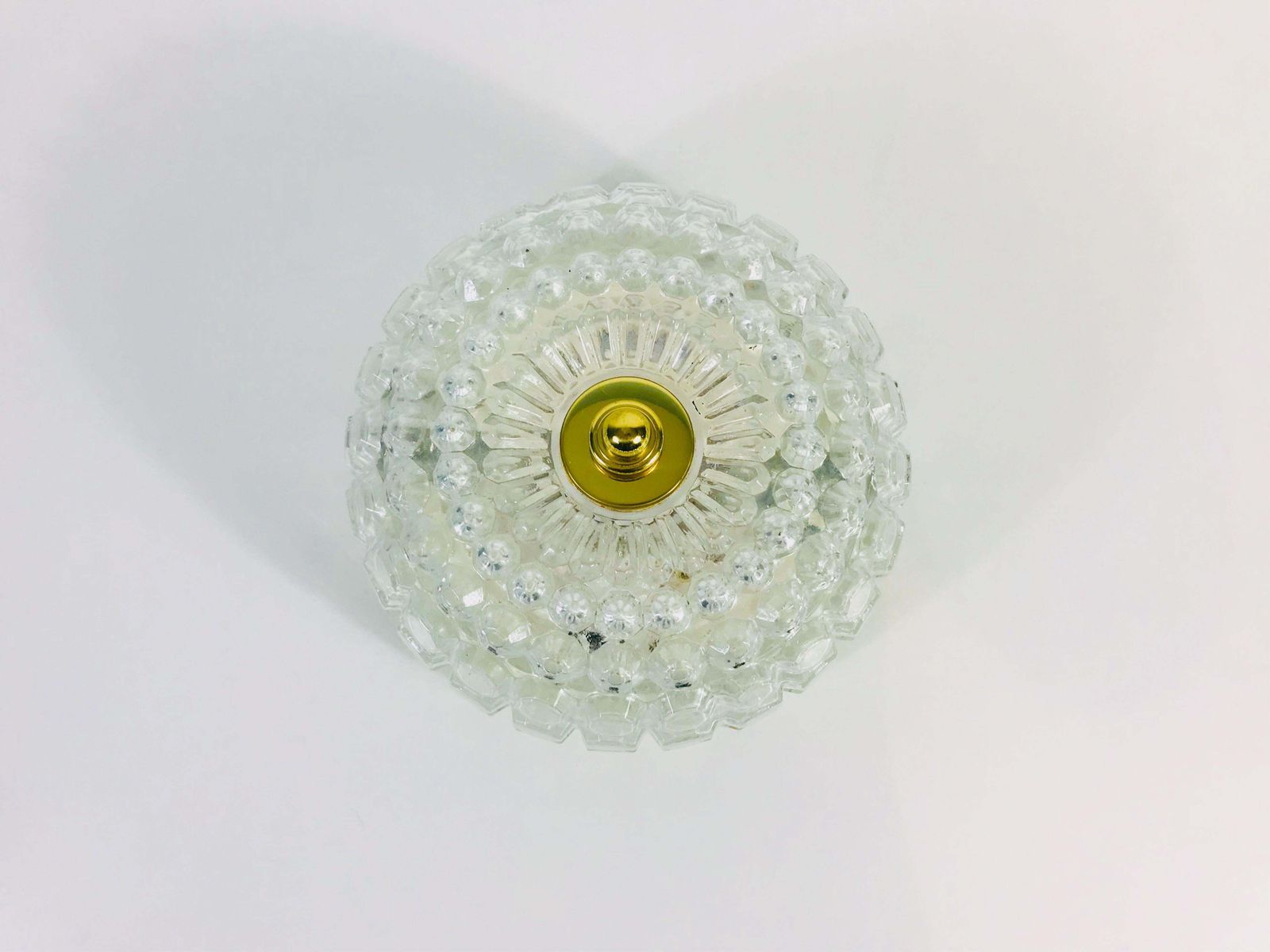 Crystal Glass Round Flush Mount By Glashütte Limburg, 1960s, Germany photo Lighting