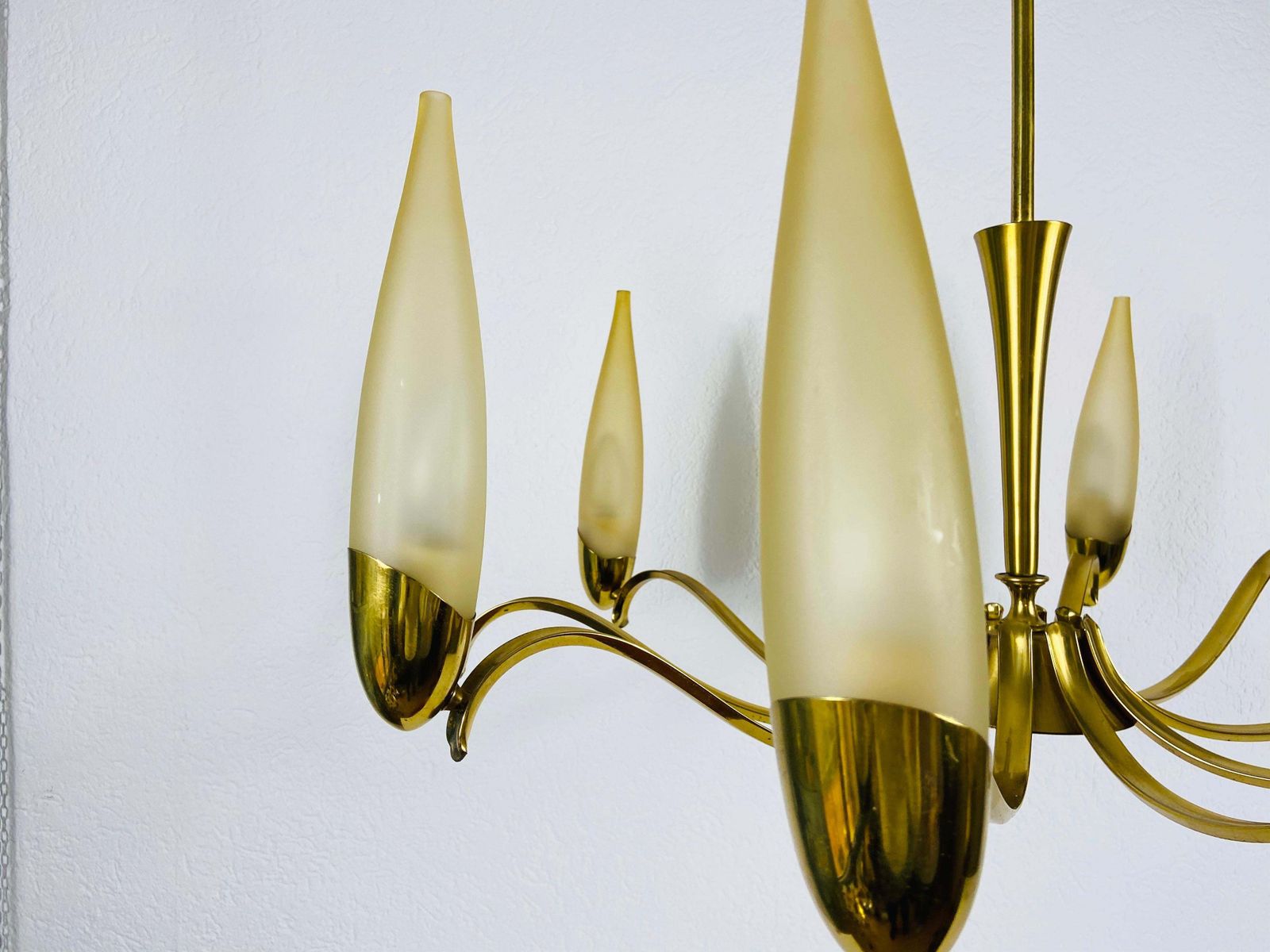 Mid Century Modern Italian Brass And Glass Chandelier, 1960s photo buy