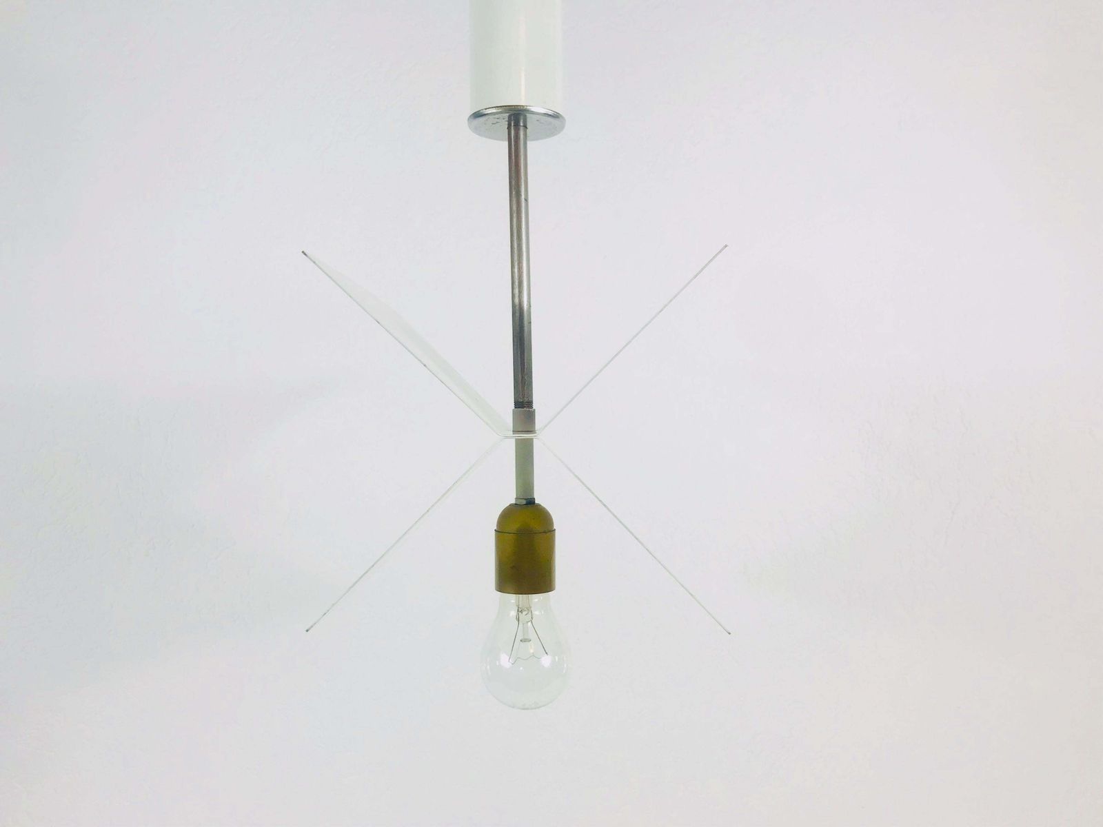 Lighting White Metal Italian Space Age Chandelier‚ X Shape’, 1960s, Italy photo