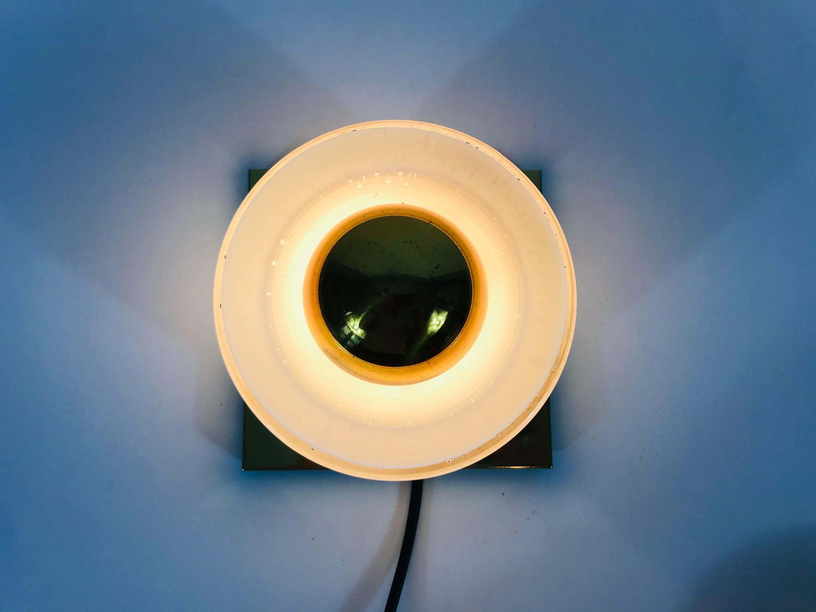 Pair Of Modernist Brass And Bubble Glass Wall Lamps By Limburg, Germany, 1980s photo furniture