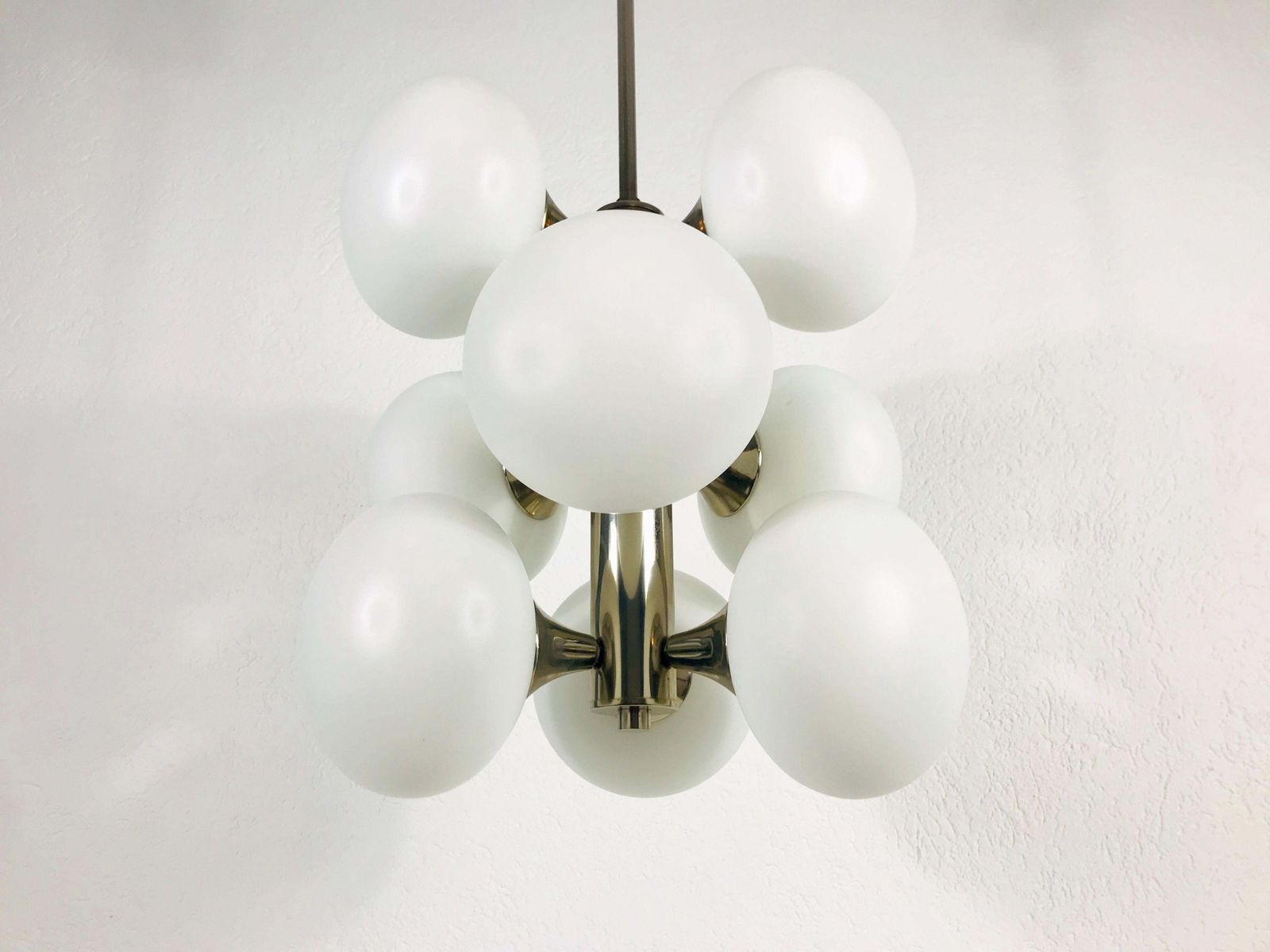 Mid Century Modern Chrome Kaiser 9 Arm Space Age Chandelier, 1960s, Germany photo Lighting